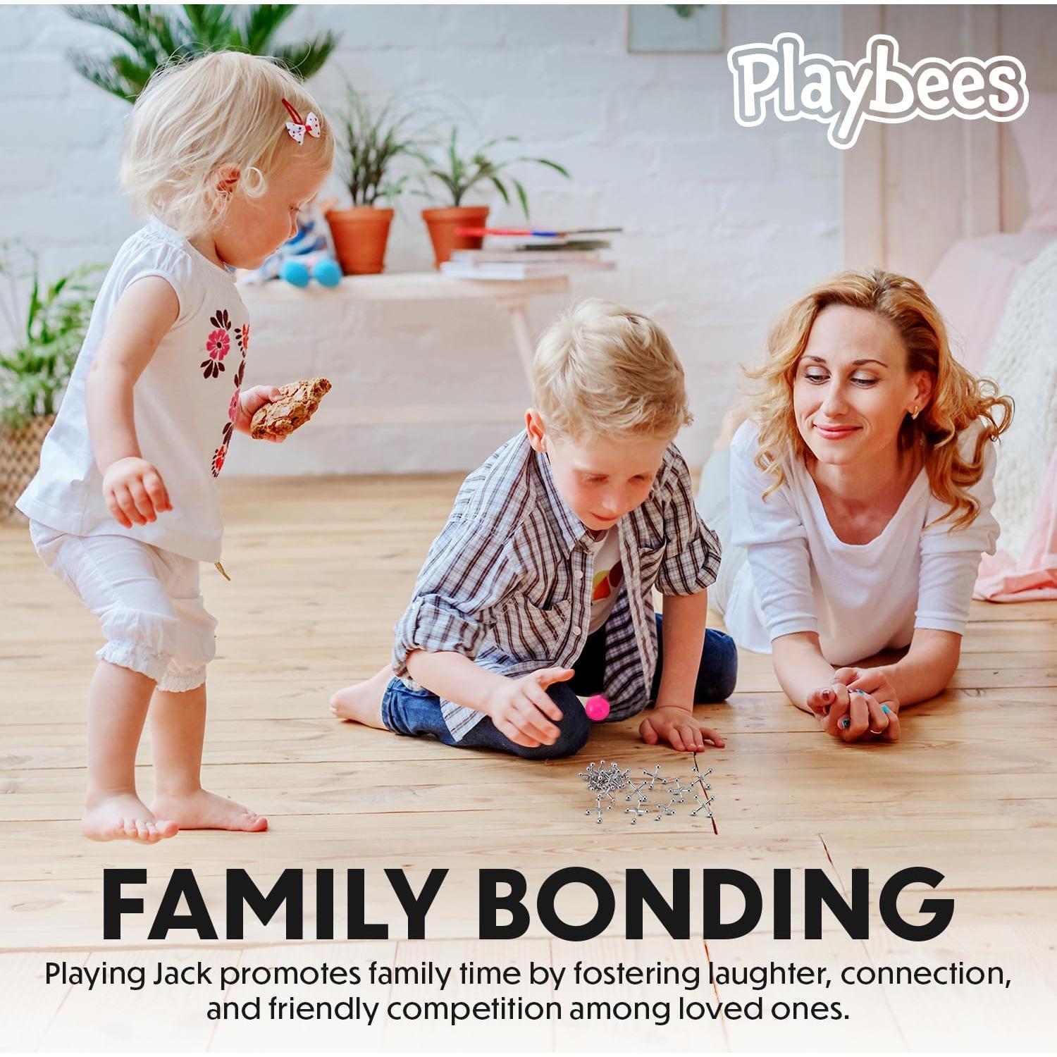 Juego de Jacks de Metal Playbees - 24 Sets - Diversión Retro