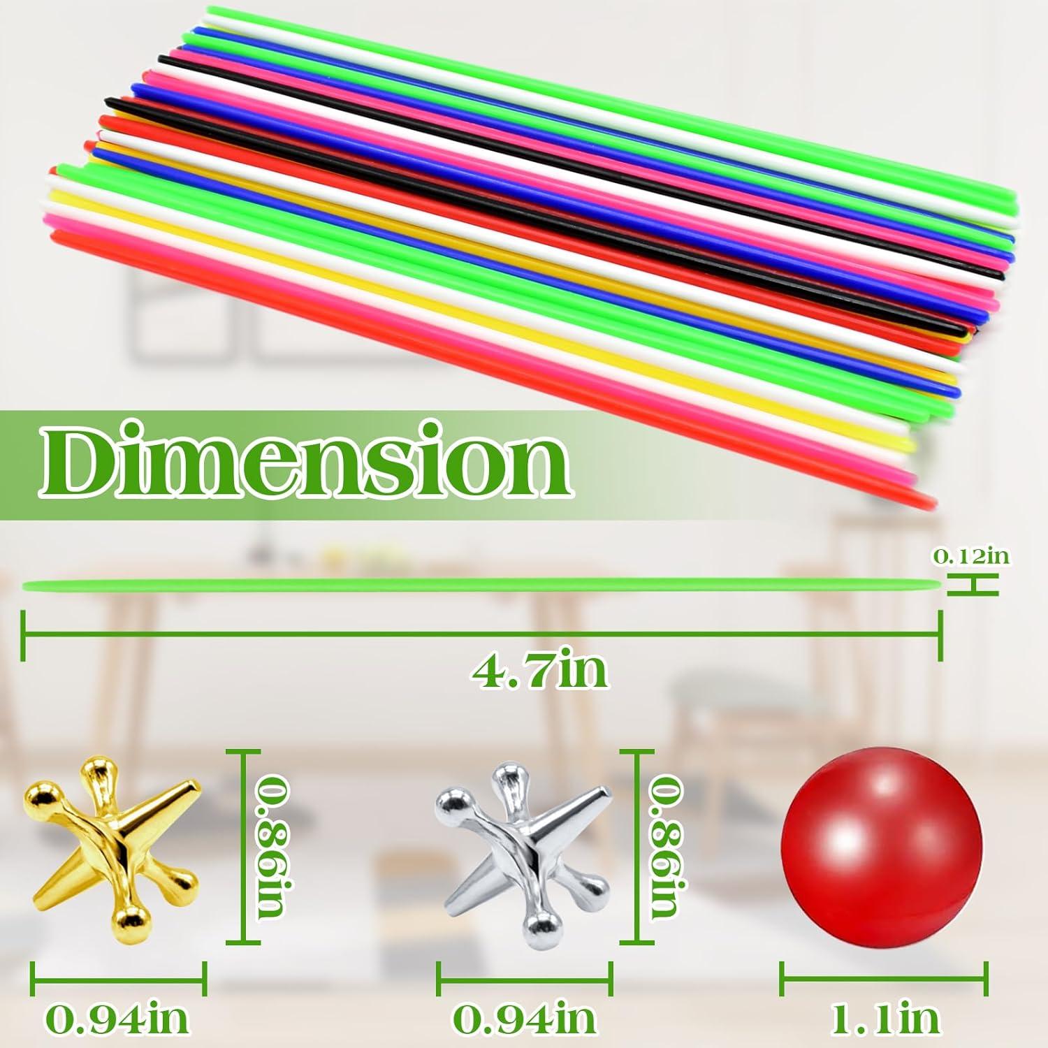 Juego Clásico de Jacks y Palitos ZeeDix - 3 Juegos, 180 Palitos, 30 Jax de Metal
