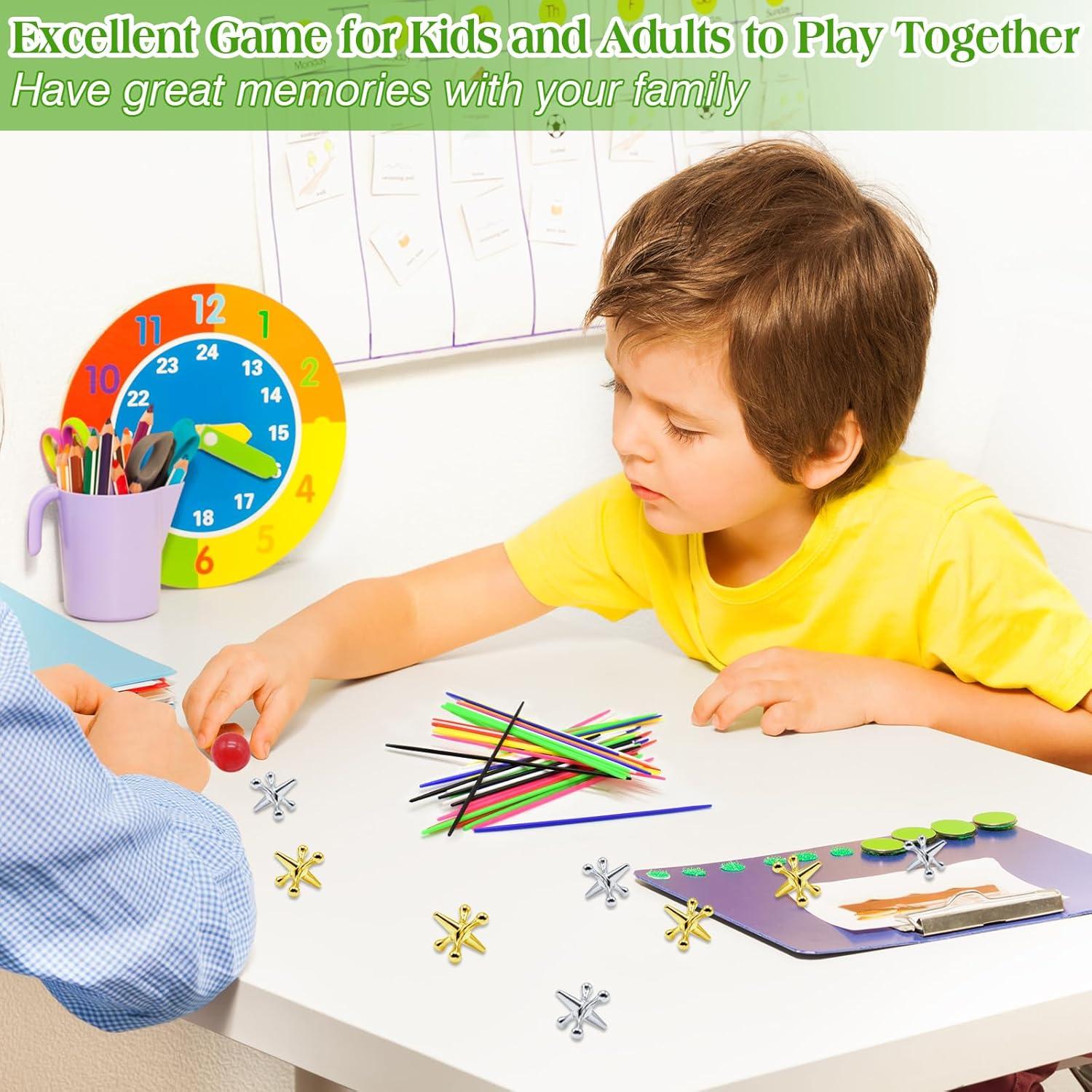 Juego Clásico de Jacks y Palitos ZeeDix - 3 Juegos, 180 Palitos, 30 Jax de Metal