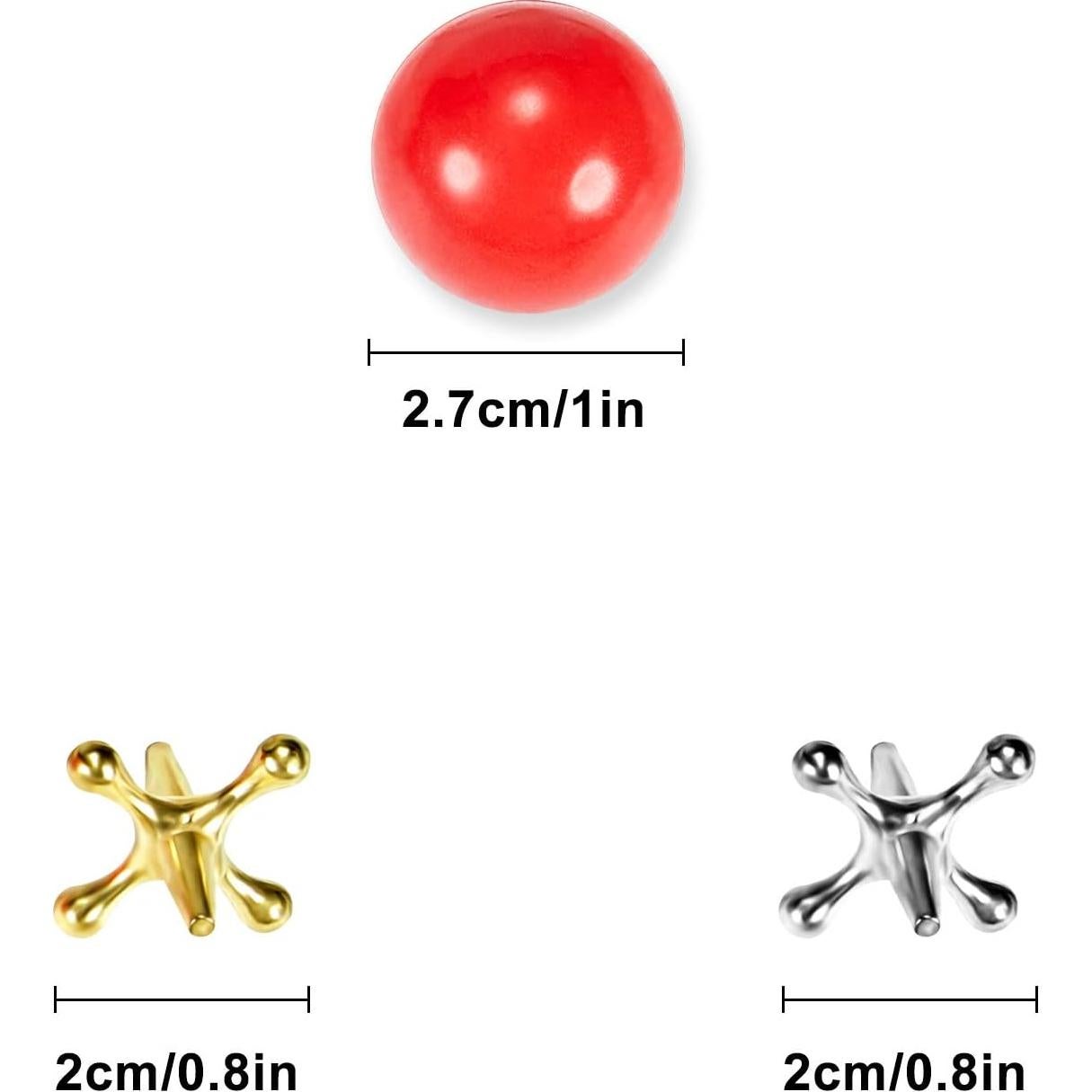 Juego de Jacks Gejoy Retro con 40 Piezas y 4 Pelotas de Goma