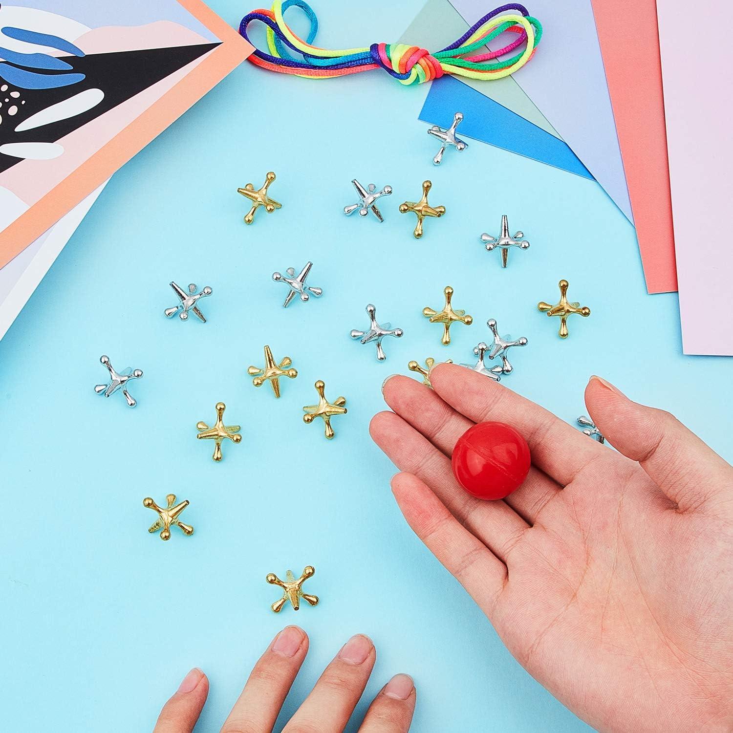 Juego de Jacks Gejoy Retro con 40 Piezas y 4 Pelotas de Goma