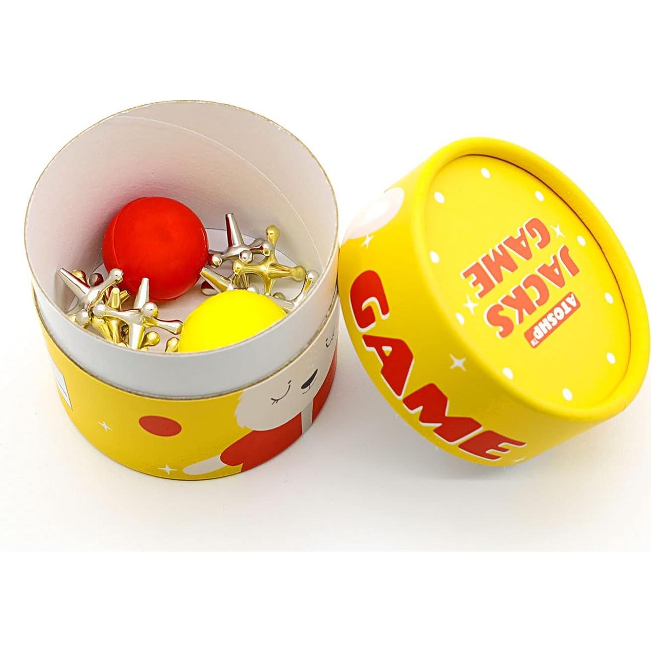 Juego de Jacks Retro Zhuji - 12 Jacks de Metal y 2 Pelotas