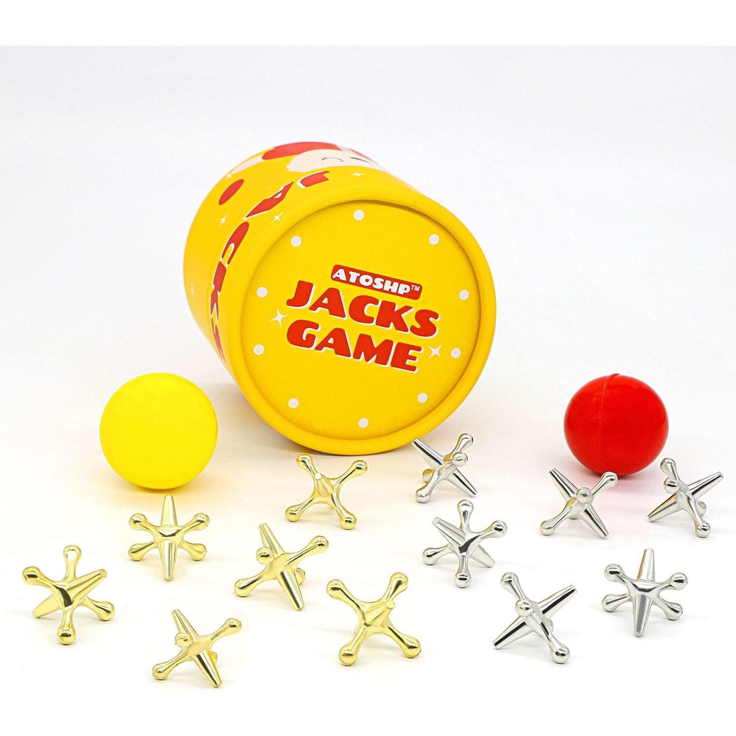 Juego de Jacks Retro Zhuji - 12 Jacks de Metal y 2 Pelotas