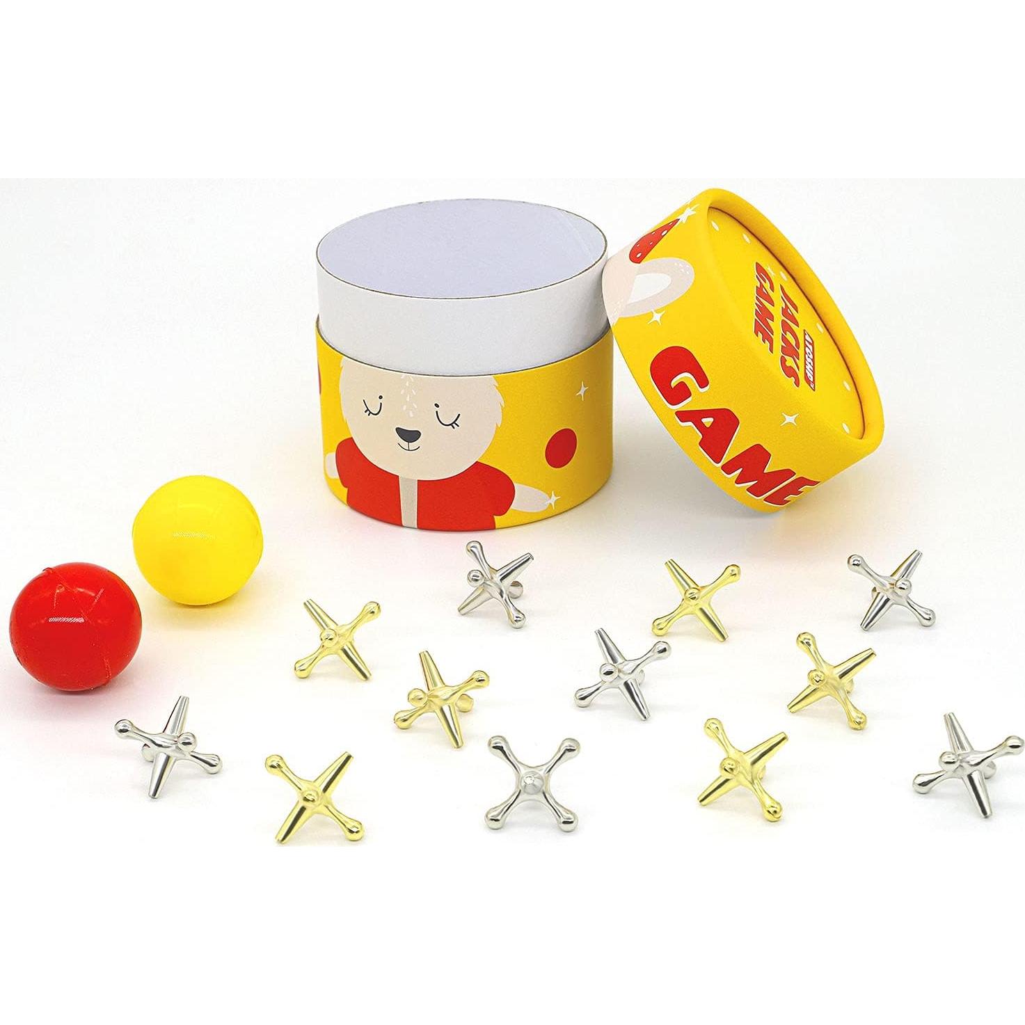 Juego de Jacks Retro Zhuji - 12 Jacks de Metal y 2 Pelotas