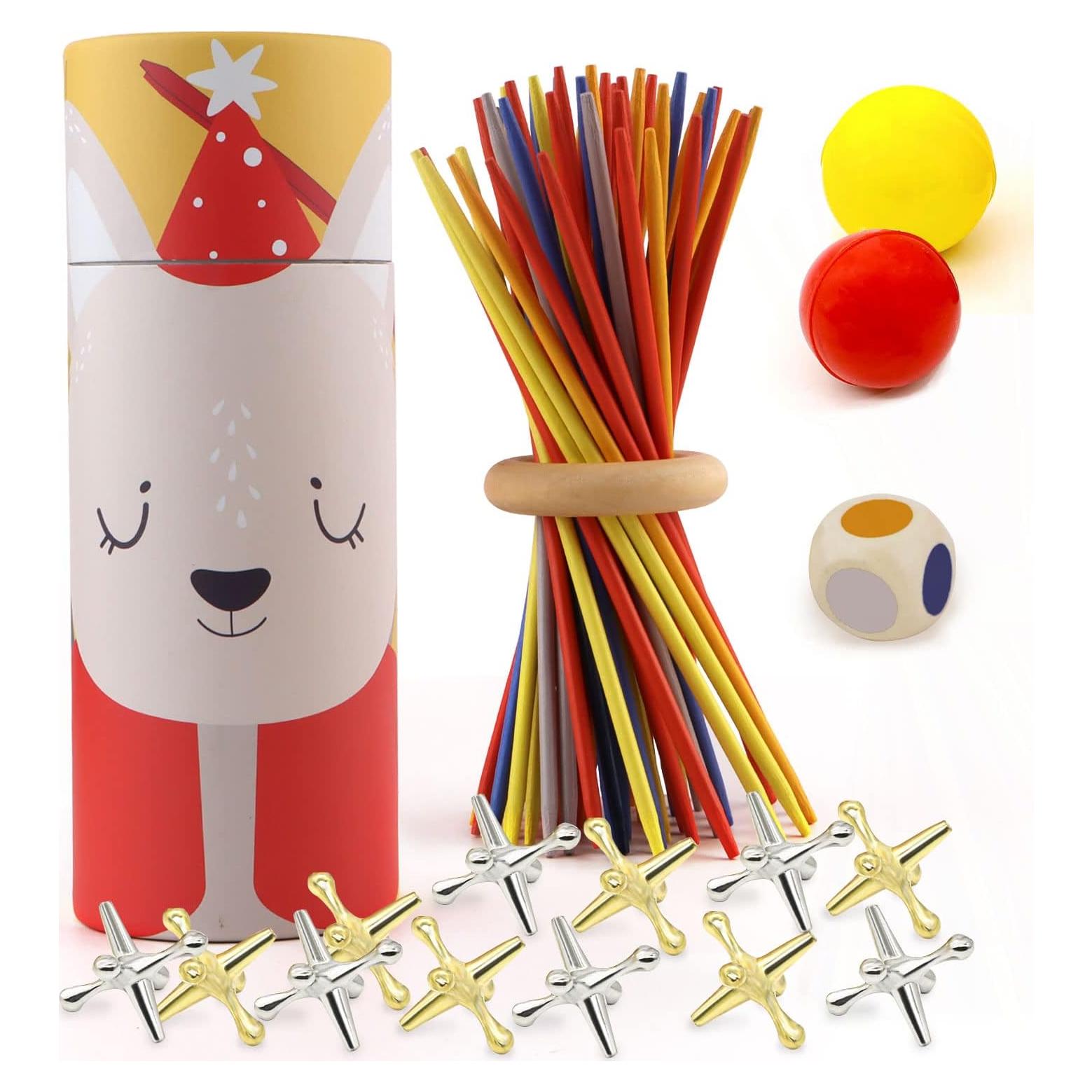 Juego de Jacks y Palitos Zhuji - 12 Jacks Metal + 60 Palitos Madera