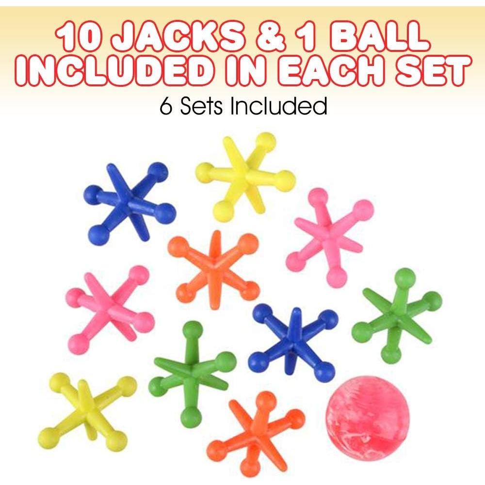 Juego de Jacks Grande Neon ArtCreativity - 6 Sets con Pelota