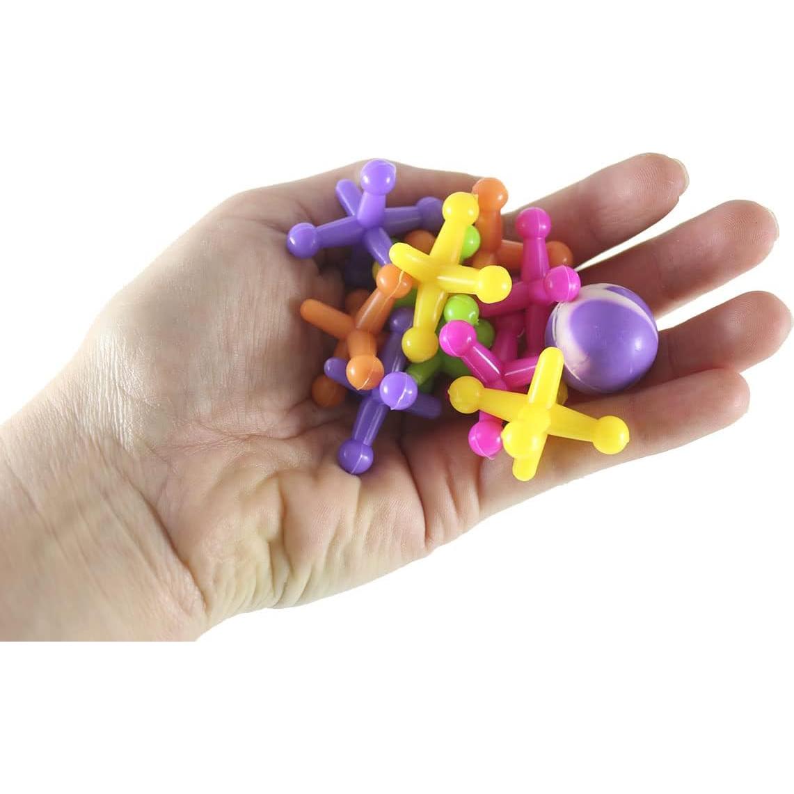 Juego de Jacks Neón - 6 Conjuntos con Pelota Rebotadora