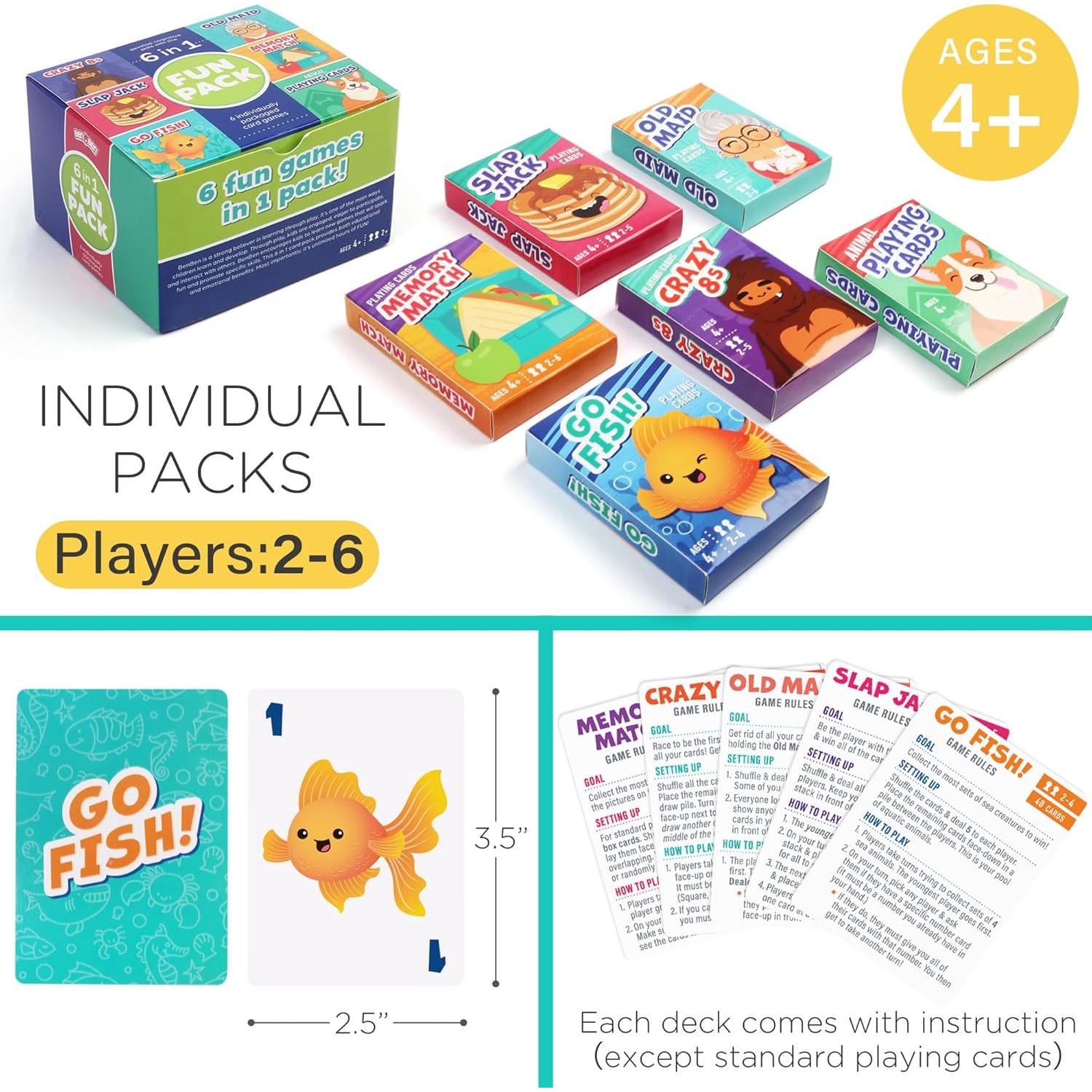 Juegos de Cartas para Niños LotFancy - 6 Barajas Educativas