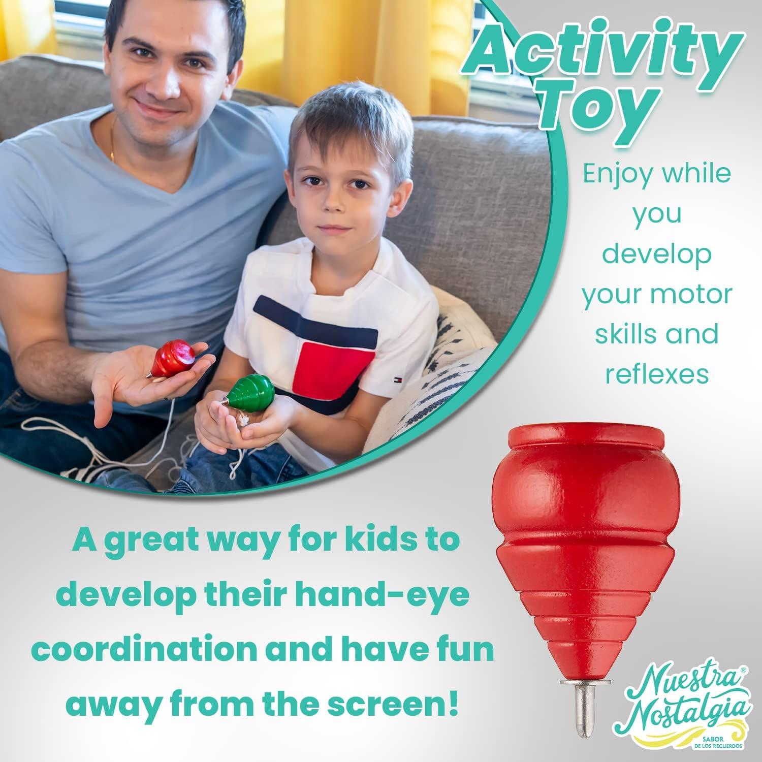 Set de 3 Trompos Clásicos de Madera Yajua - Juguete Educativo