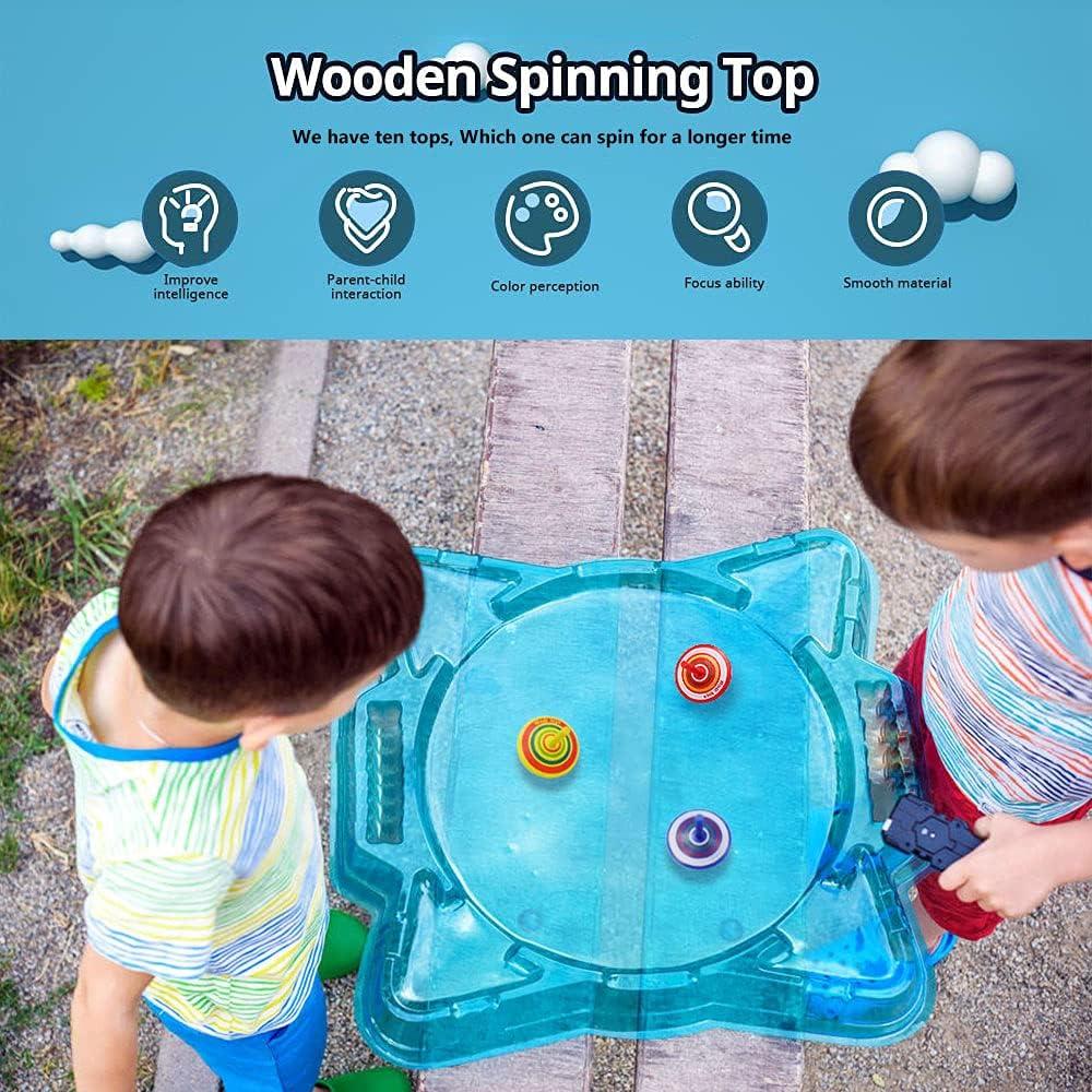 Trompos de Madera Pintados MUGIT - Juguetes Educativos 10 Pcs