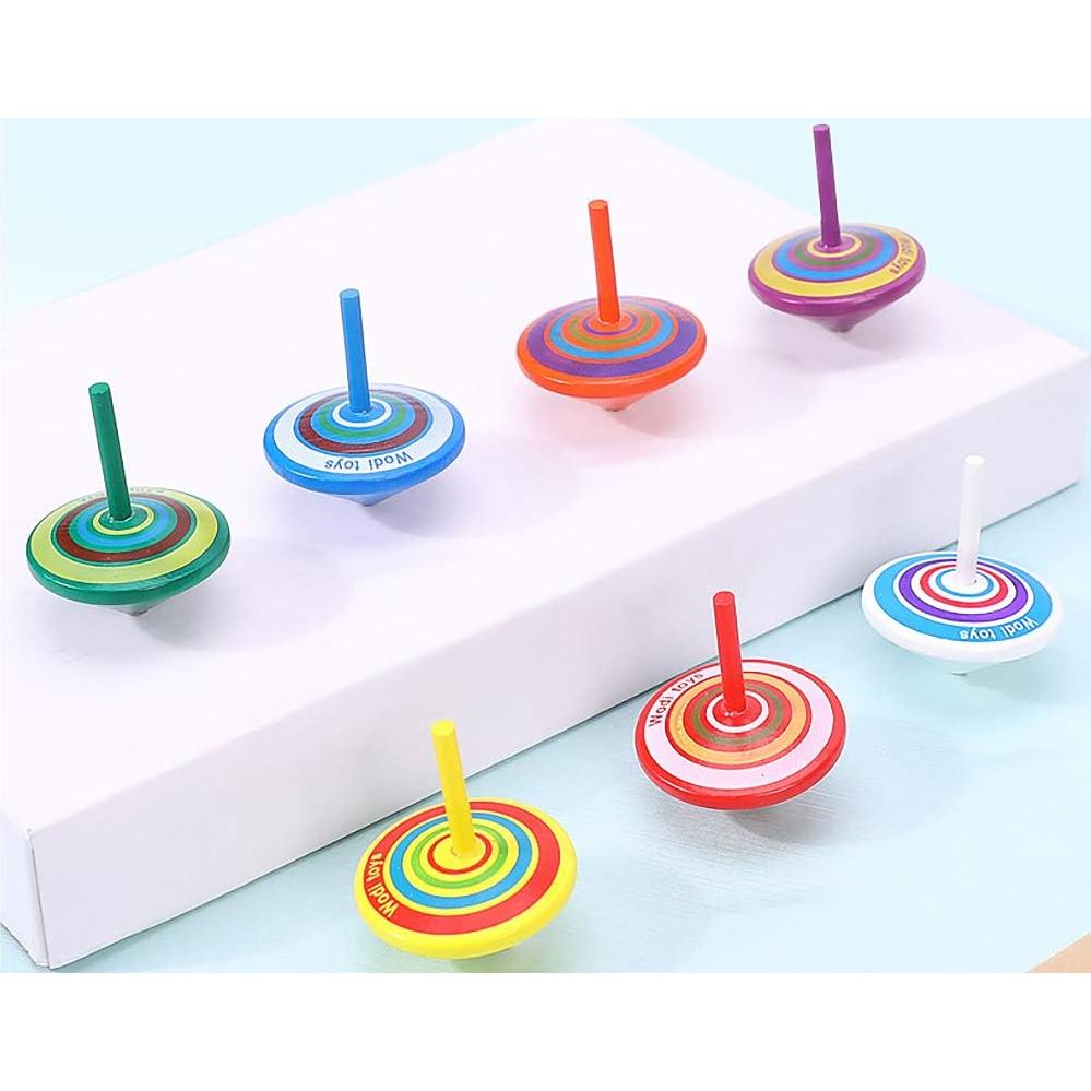 Trompos de Madera Pintados MUGIT - Juguetes Educativos 10 Pcs