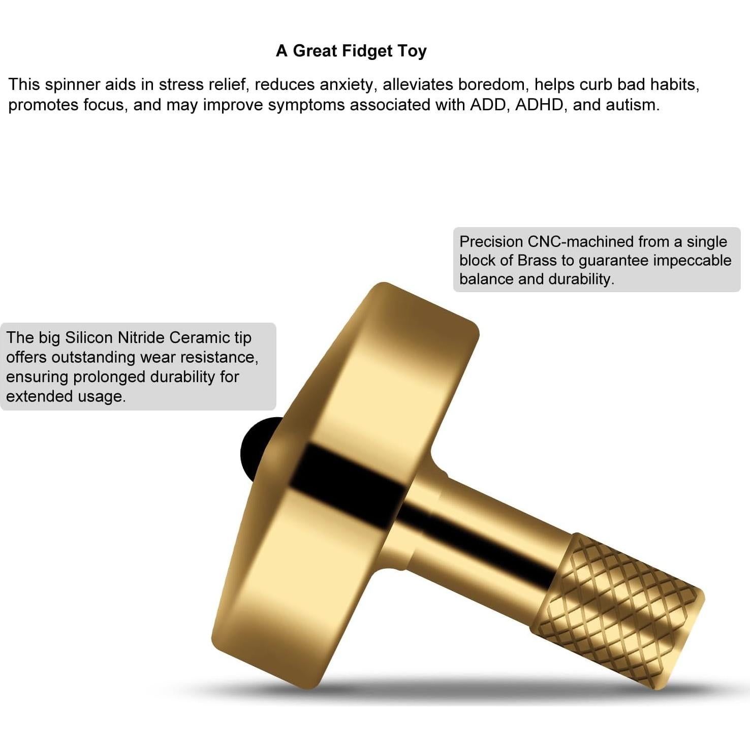 Trompo Antiestrés DjuiinoStar de Latón - Giro 5-8 Minutos