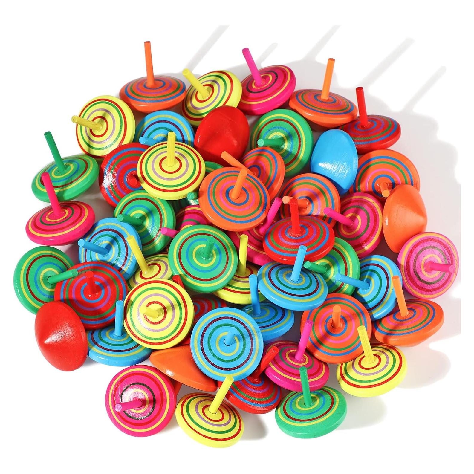 Trompos de Madera Aoriher Coloridos - 24 Piezas Educativos