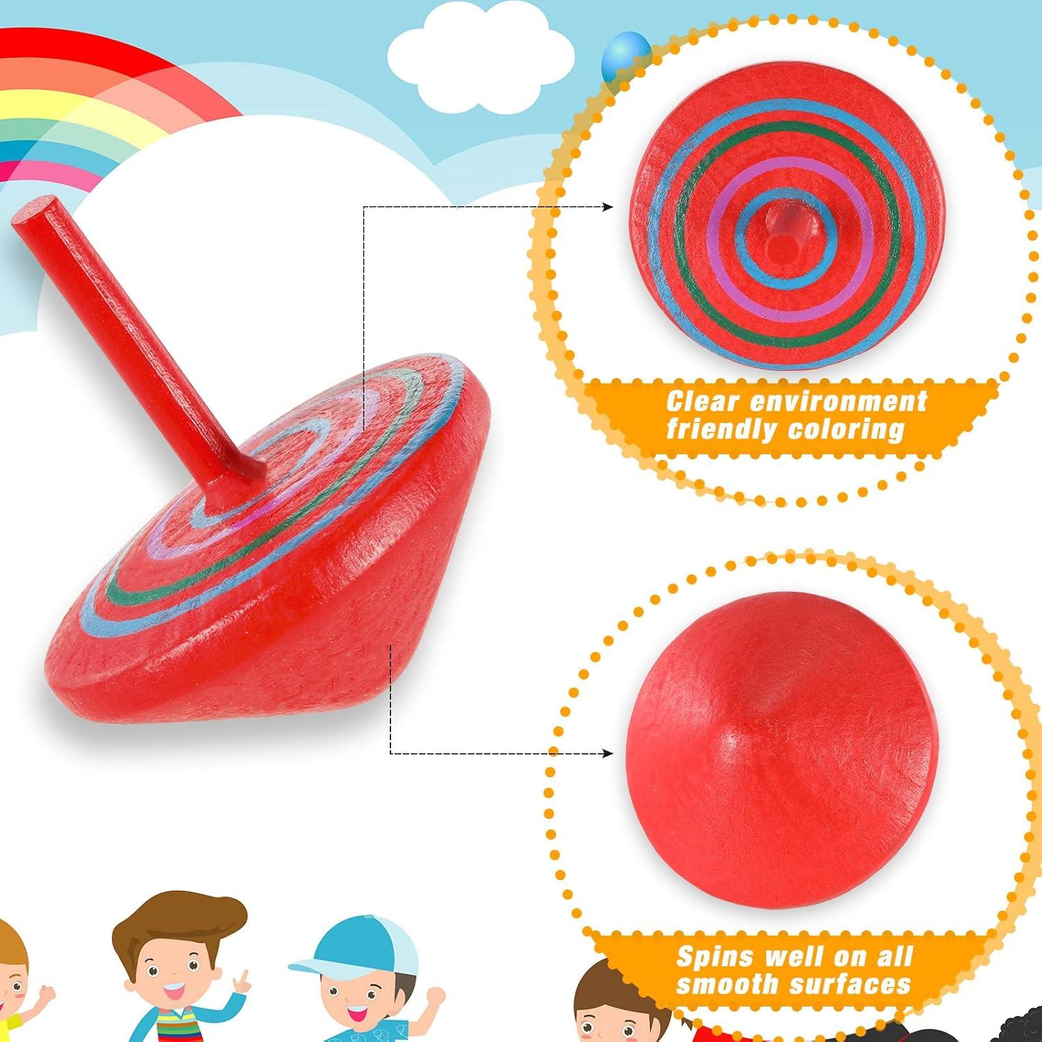 Trompos de Madera Aoriher Coloridos - 24 Piezas Educativos