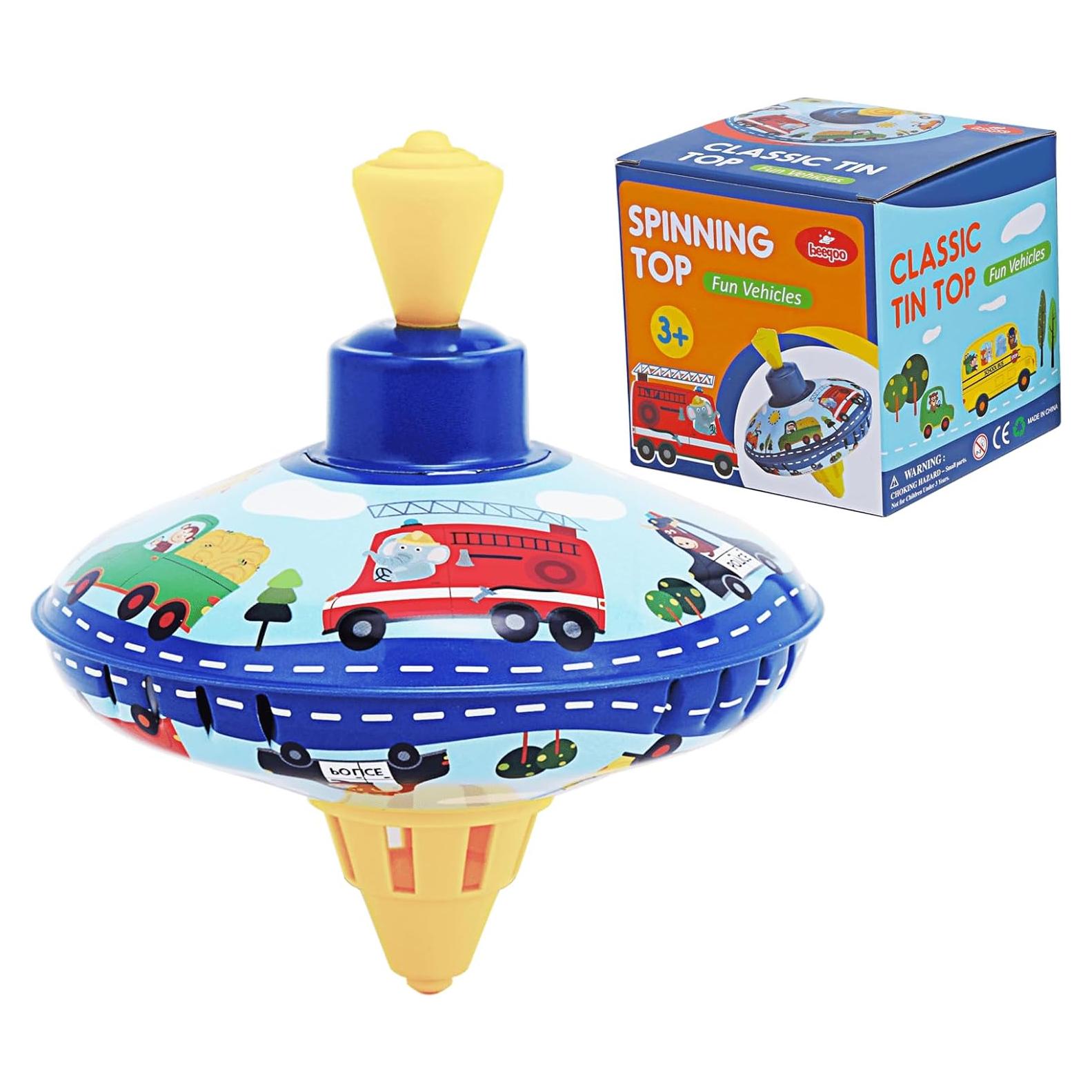 Trompo Retro de Lata Beeqoo para Niños - Juguete Clásico 13.97 cm