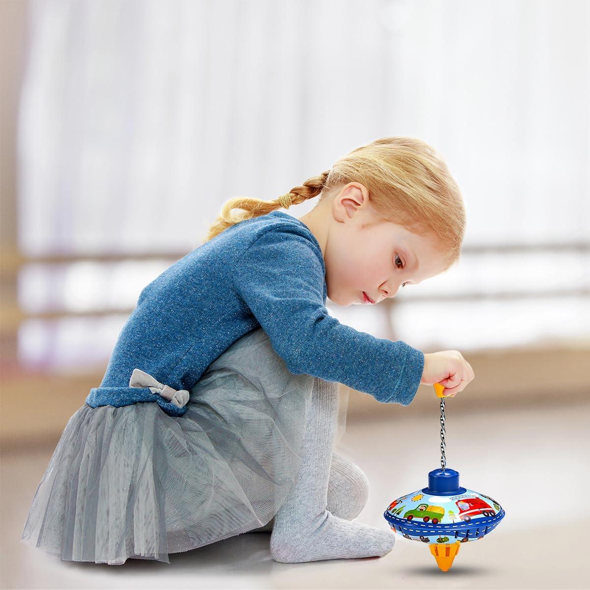 Trompo Retro de Lata Beeqoo para Niños - Juguete Clásico 13.97 cm