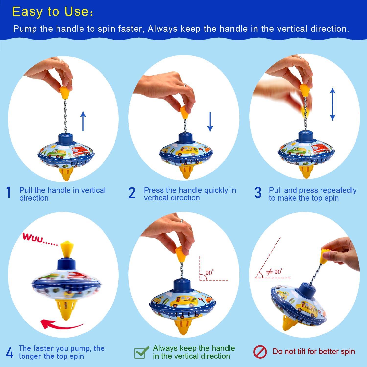Trompo Retro de Lata Beeqoo para Niños - Juguete Clásico 13.97 cm