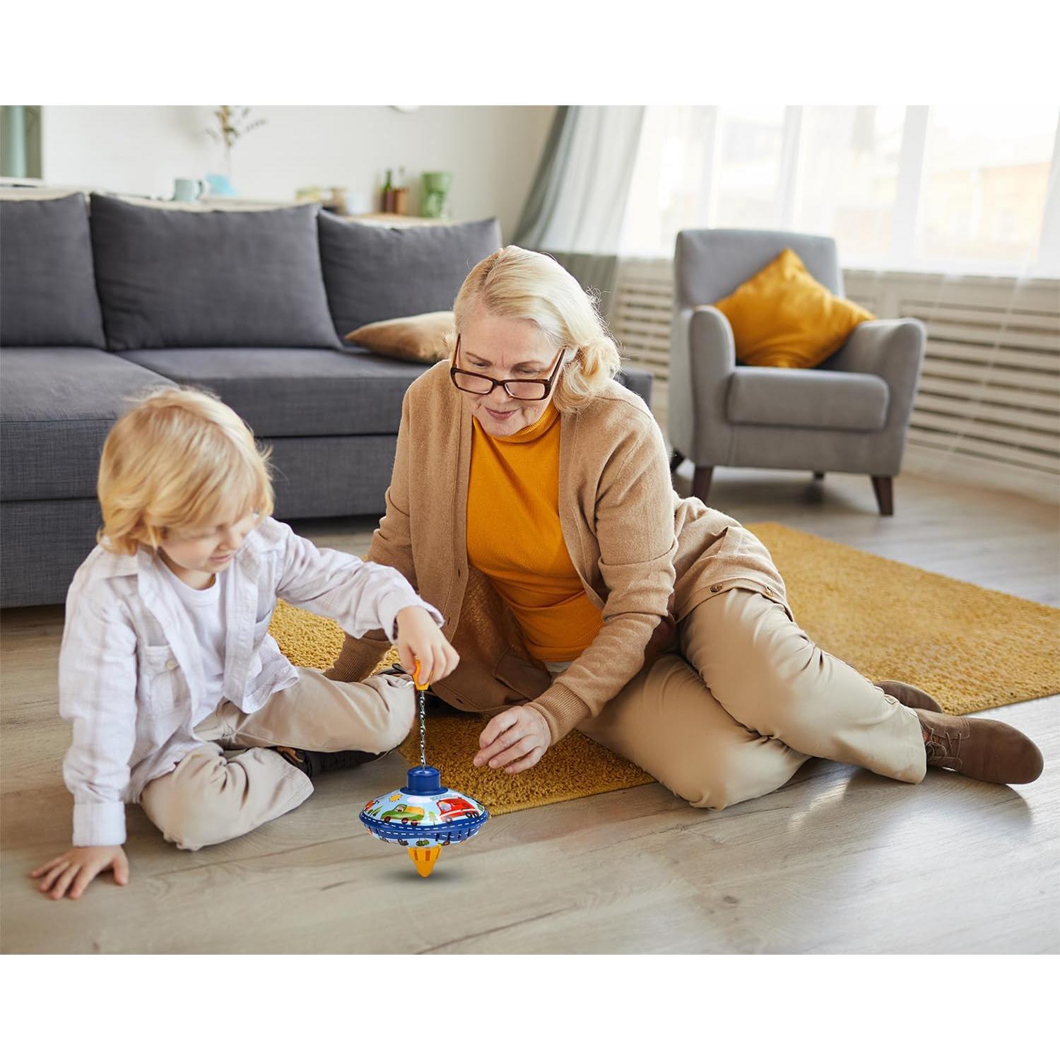 Trompo Retro de Lata Beeqoo para Niños - Juguete Clásico 13.97 cm