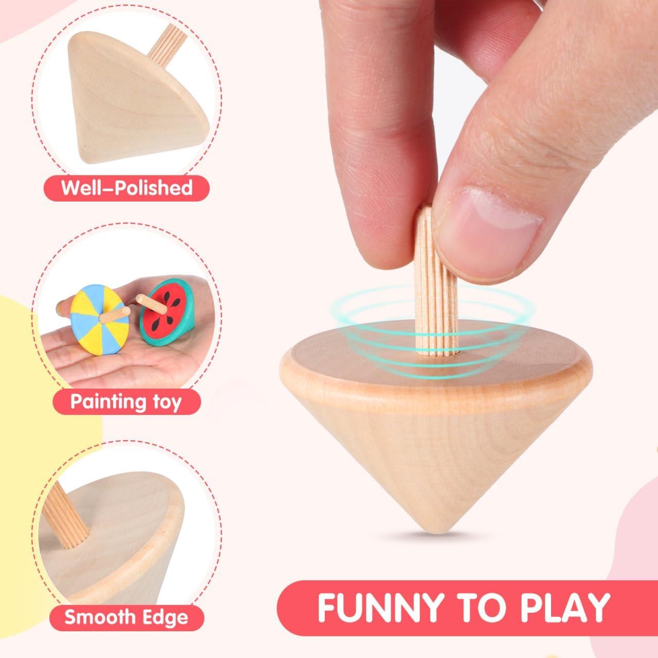 Trompos de Madera Sin Terminar NUOBESTY 12 Piezas DIY