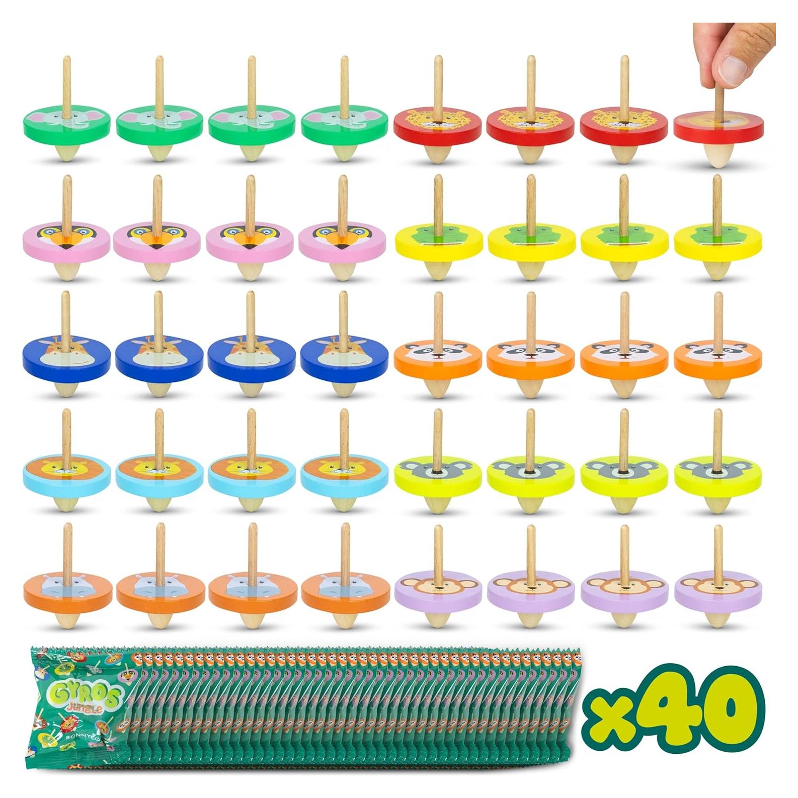 Paquete de 40 Trompos de Madera Jungle - BONNYCO