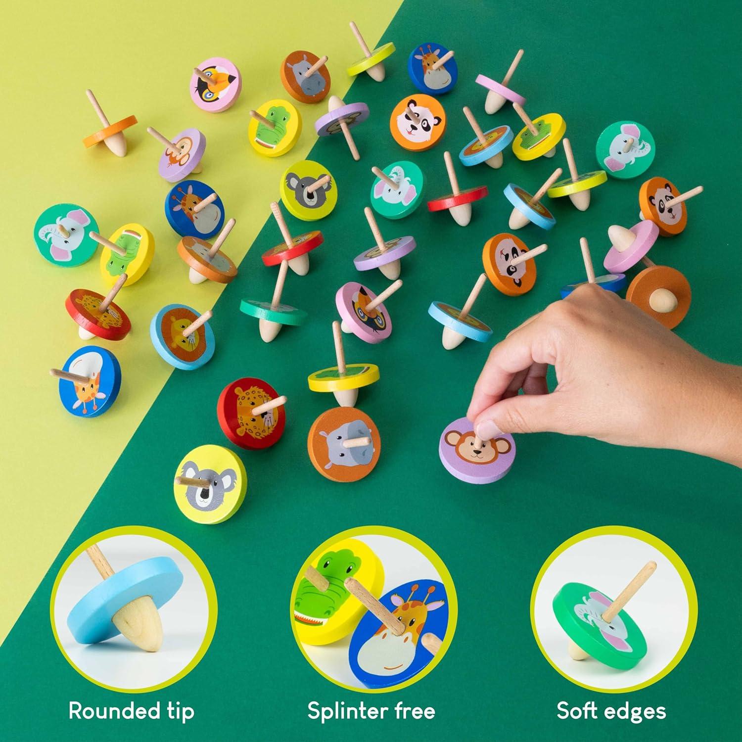 Paquete de 40 Trompos de Madera Jungle - BONNYCO