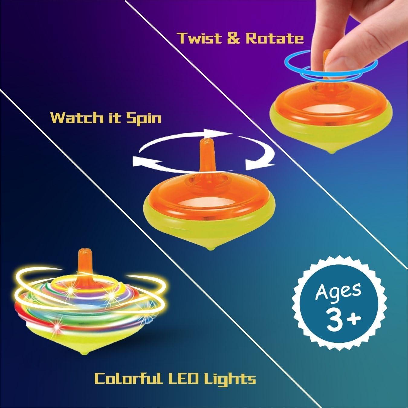 Paquete de 100 Mini Trompos Giratorios LED Multicolor - Juguetes de Fiesta