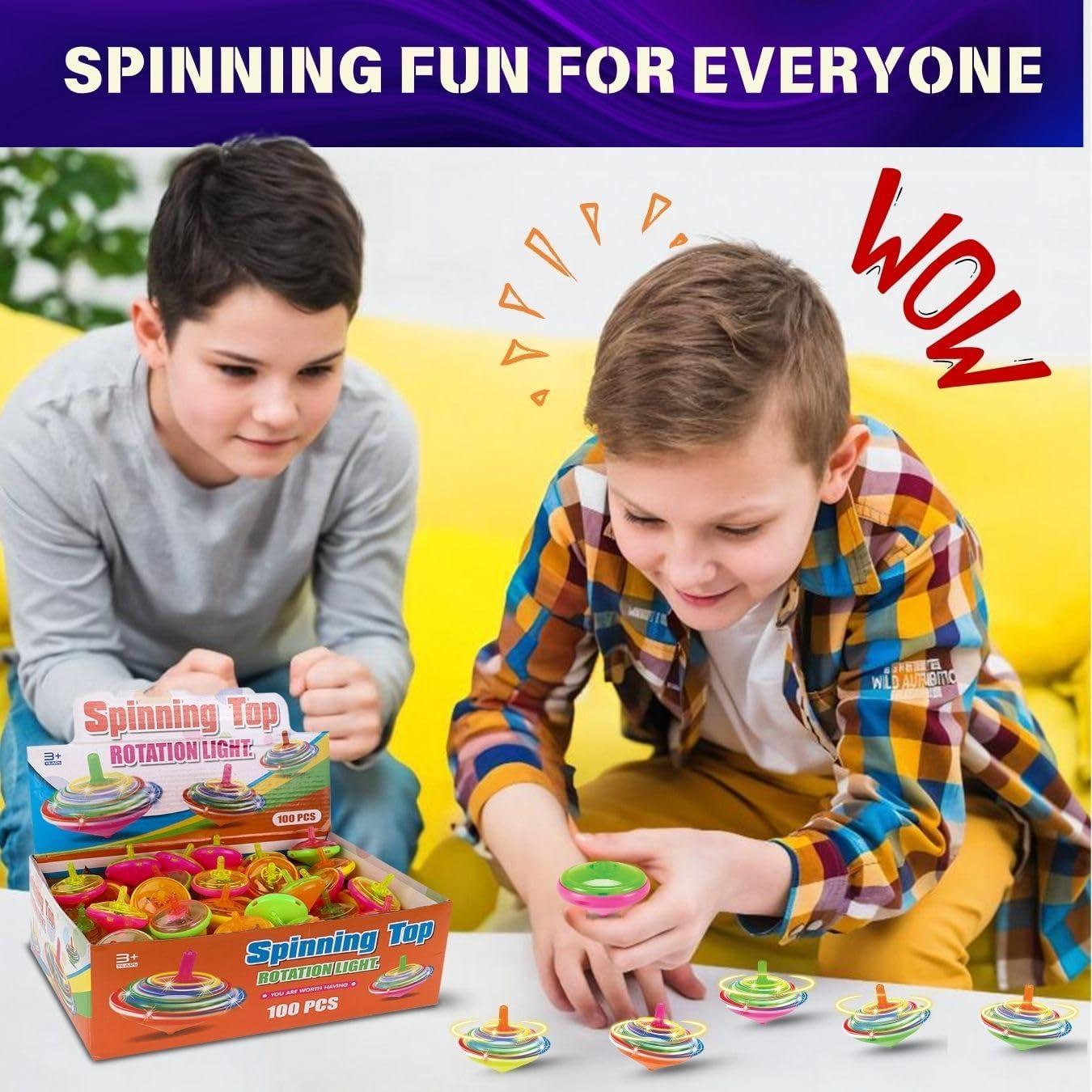 Paquete de 100 Mini Trompos Giratorios LED Multicolor - Juguetes de Fiesta