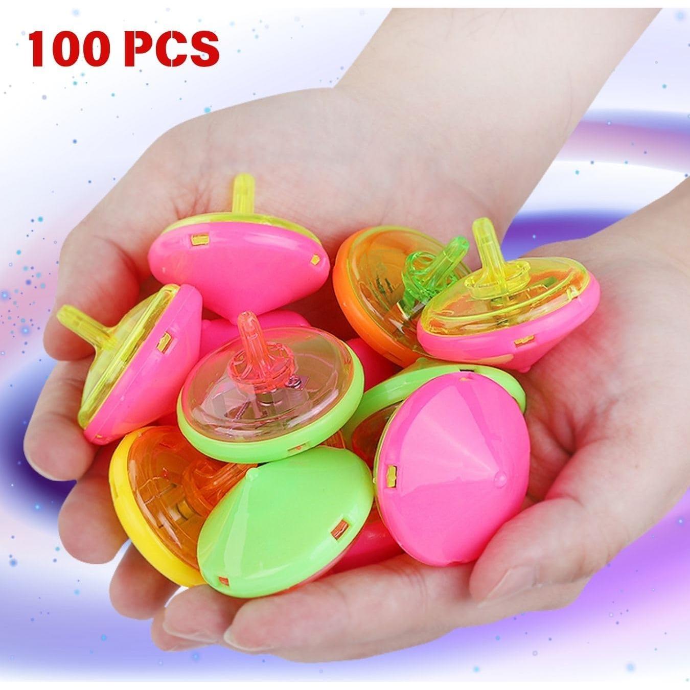 Paquete de 100 Mini Trompos Giratorios LED Multicolor - Juguetes de Fiesta