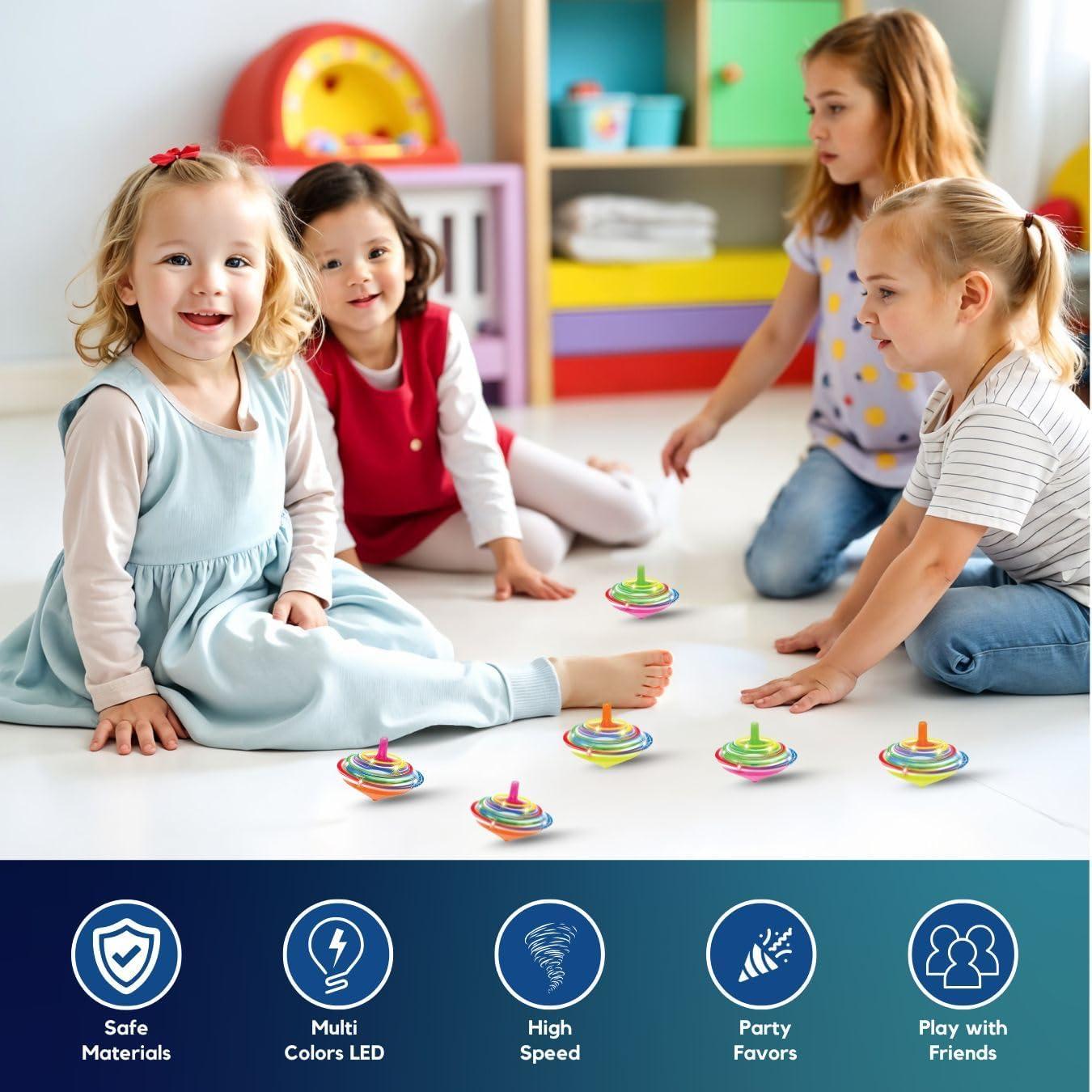 Paquete de 100 Mini Trompos Giratorios LED Multicolor - Juguetes de Fiesta