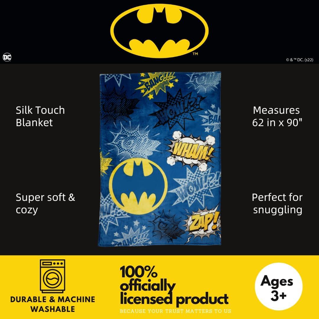 Manta Batman Franco Kids 157x229 cm Suave y Colorida