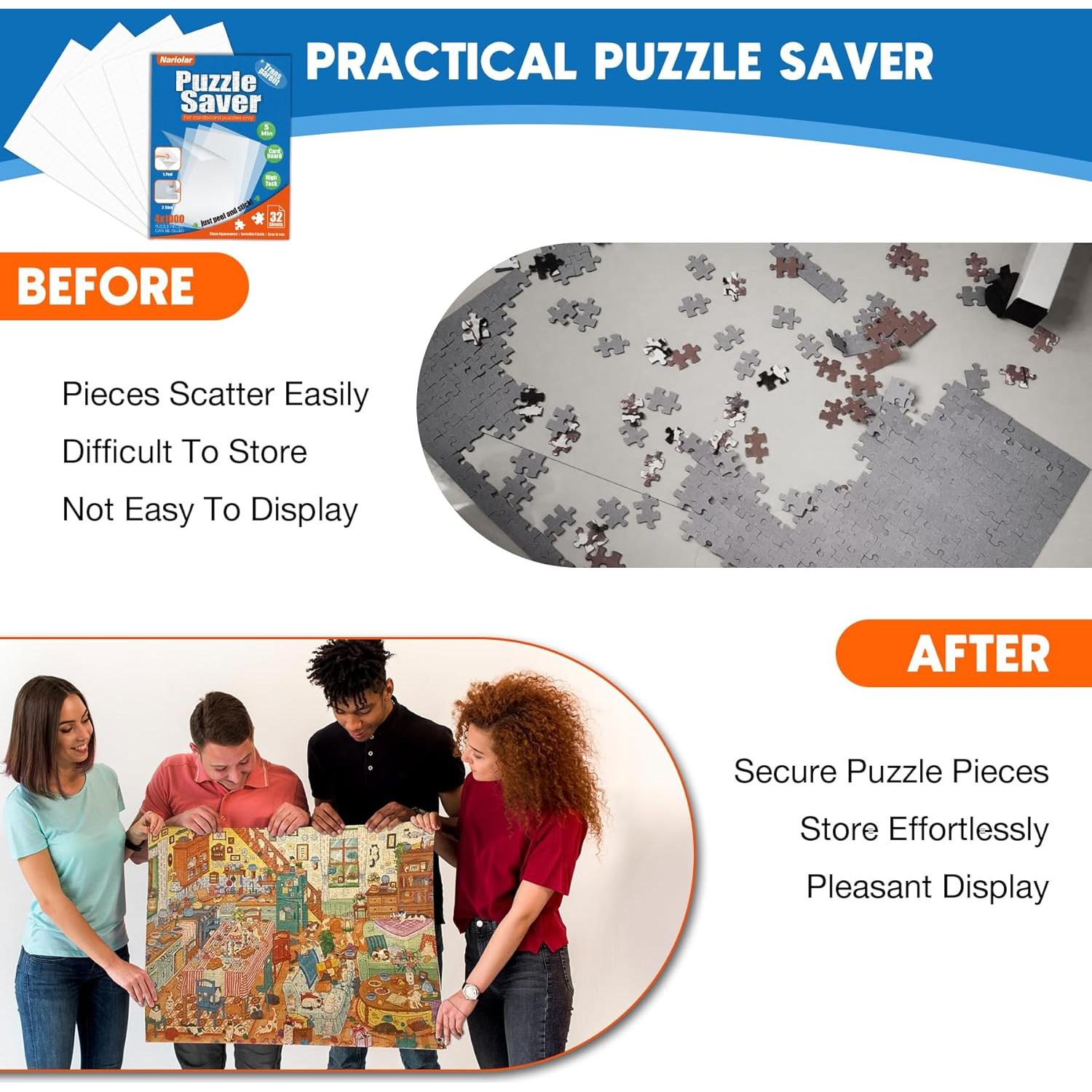 Hojas de Pegamento Nariolar para Rompecabezas 32 Hojas 19x26 cm