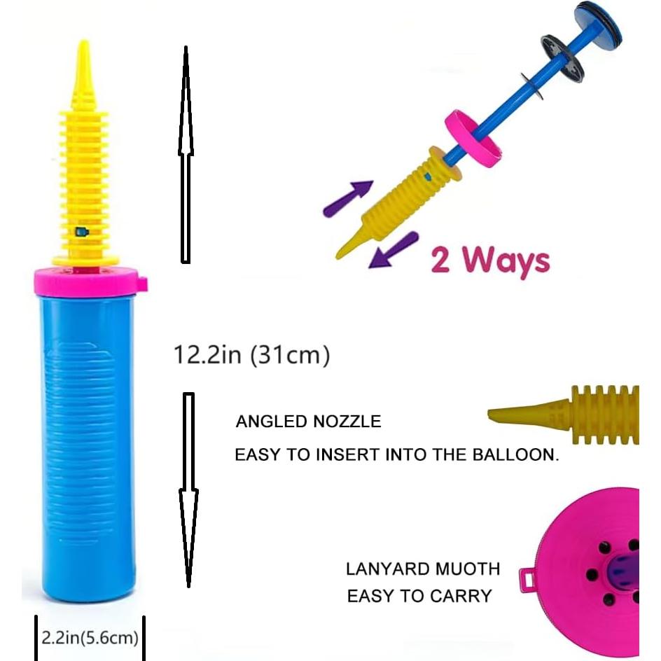 Bomba de globo de mano Luszmoax - Inflador doble acción 31x5.6cm