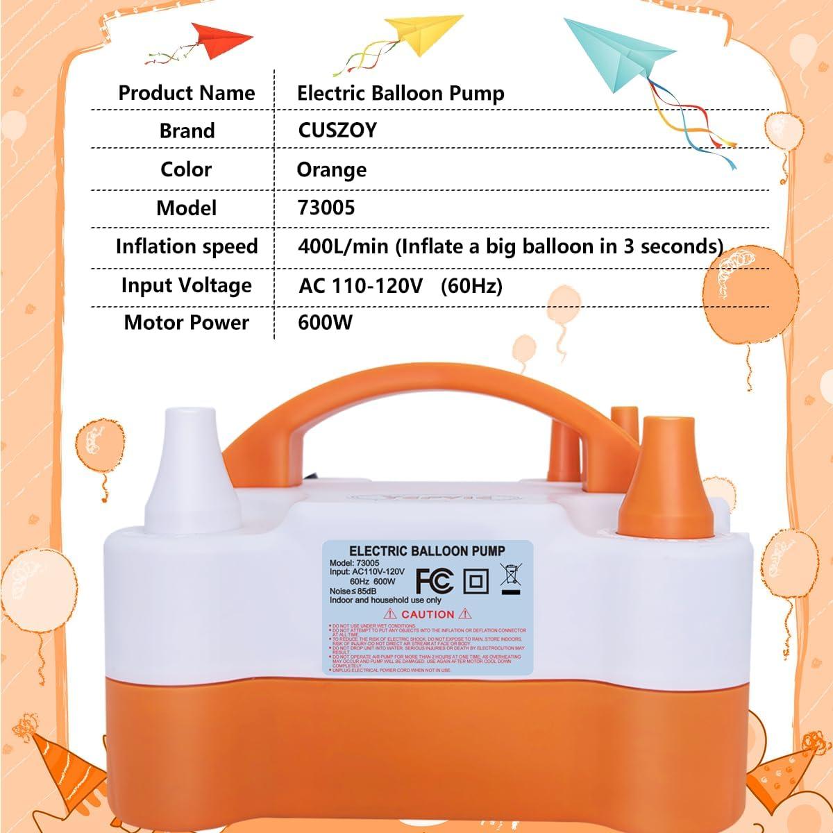 Bomba de Globo Eléctrica CUSZOY 600W con 2 Modos y Accesorios