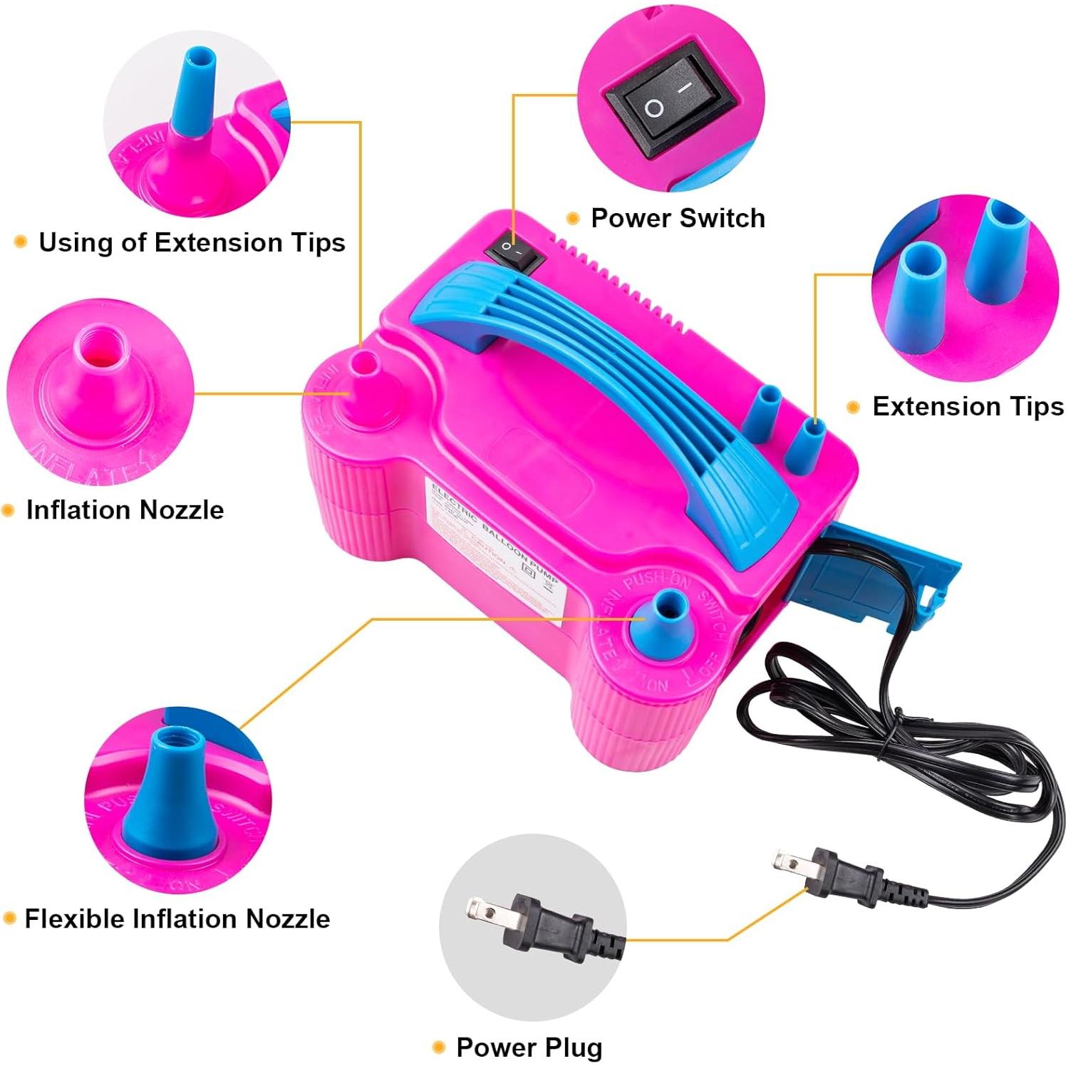 Bomba de Globo Eléctrica Siasky 600W Doble Boquilla Roja