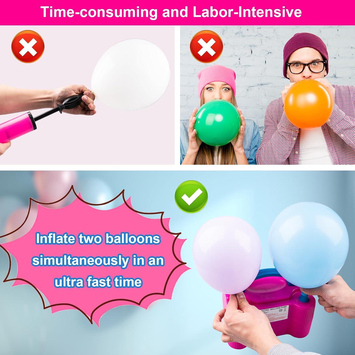 Bomba de Globo Eléctrica Siasky 600W Doble Boquilla Roja