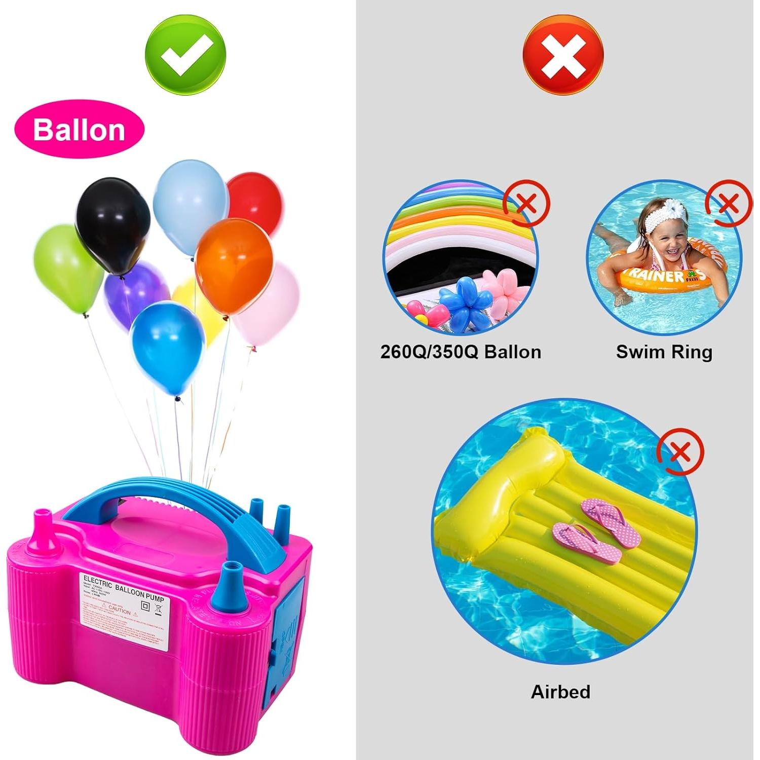 Bomba de Globo Eléctrica Siasky 600W Doble Boquilla Roja