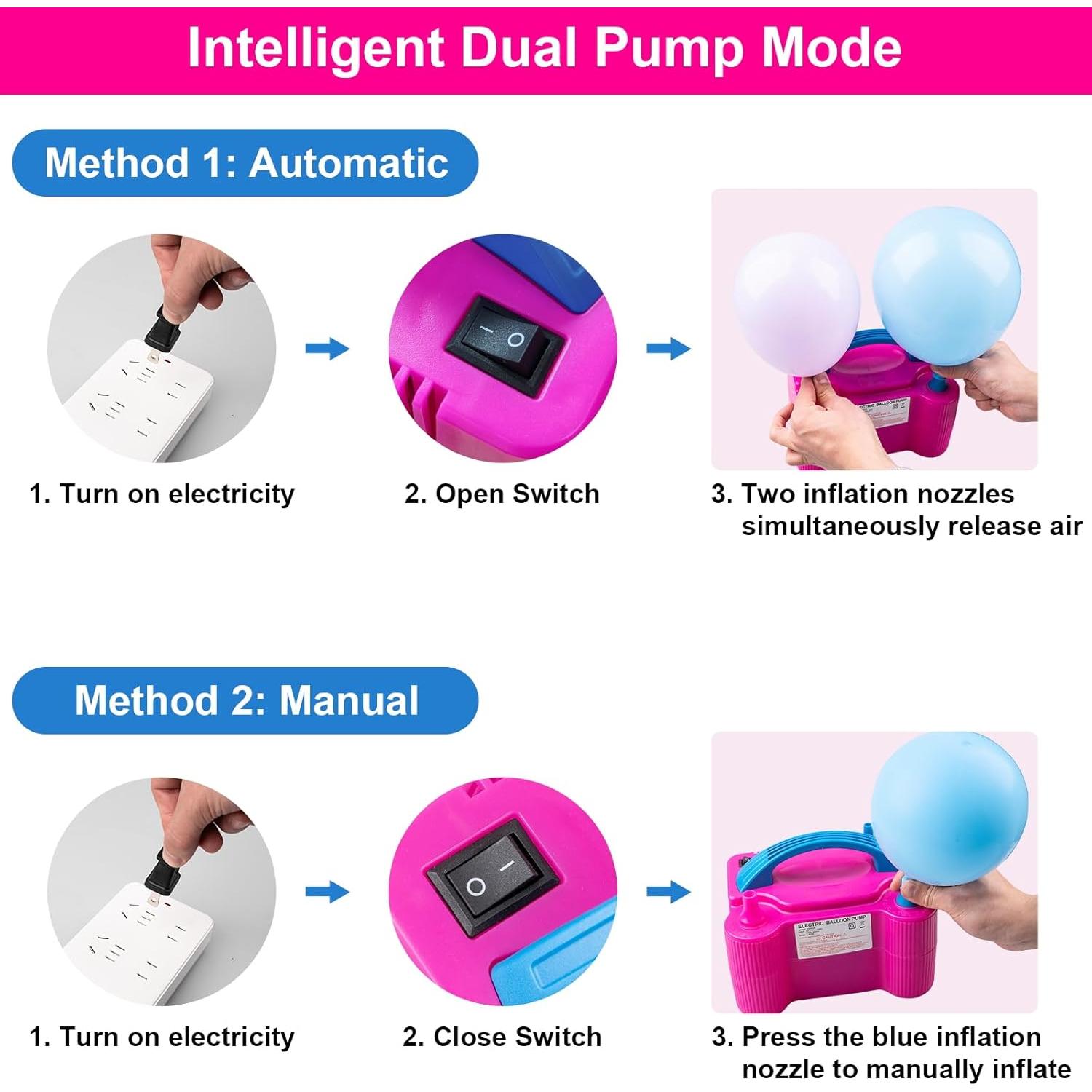Bomba de Globo Eléctrica Siasky 600W Doble Boquilla Roja