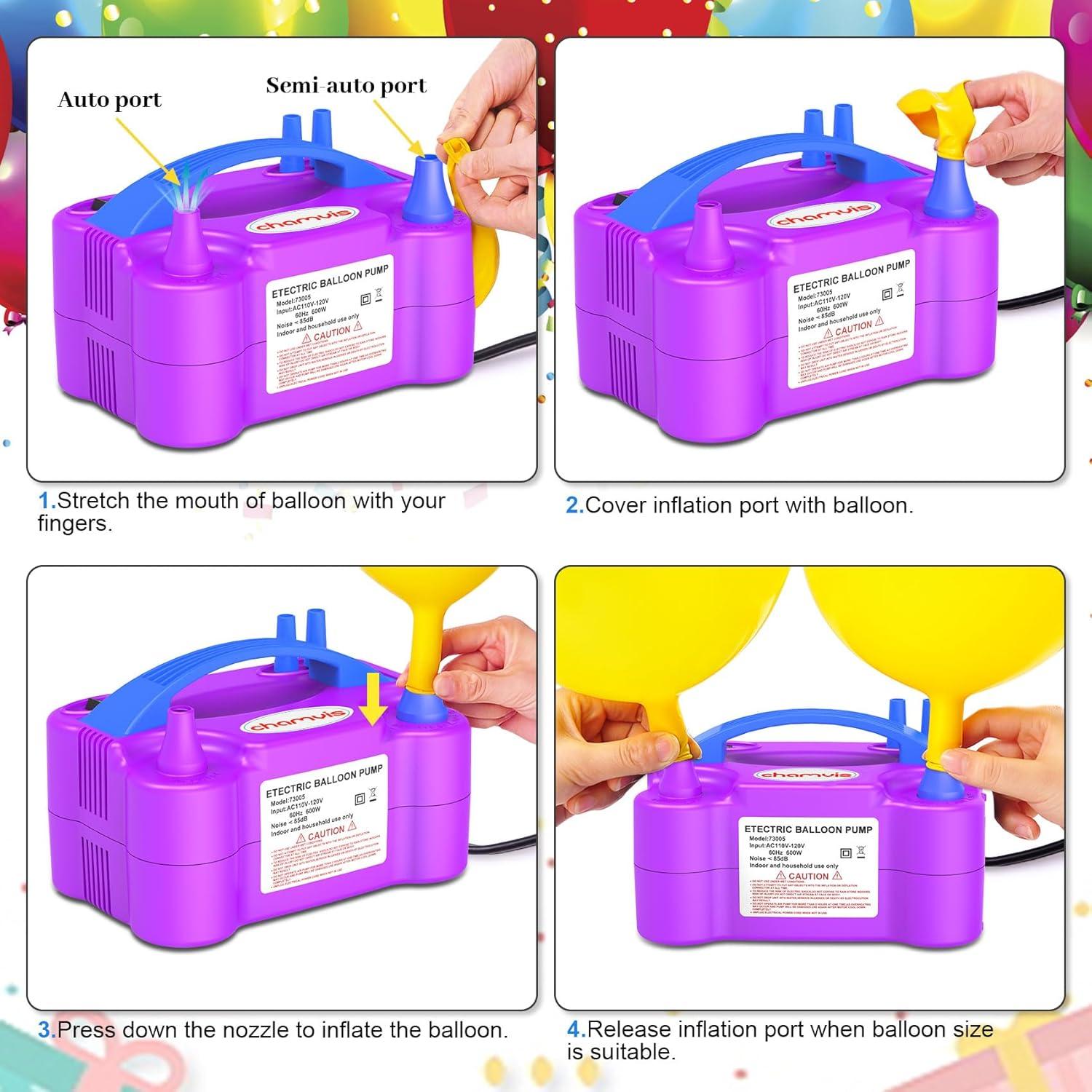 Bomba de globo eléctrica Chamvis 600W, inflado rápido y fácil