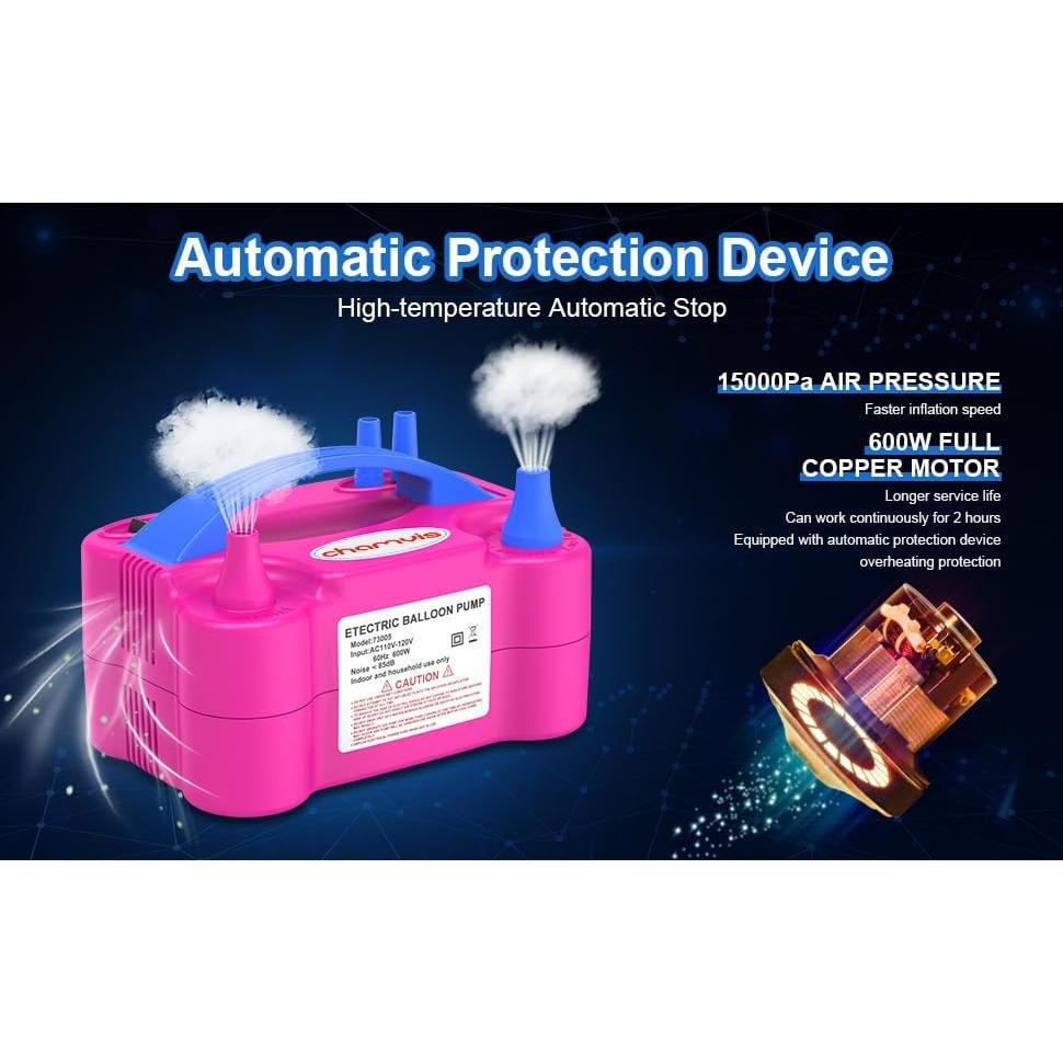 Bomba de Globo Eléctrica Chamvis 110V 600W Doble Boquilla