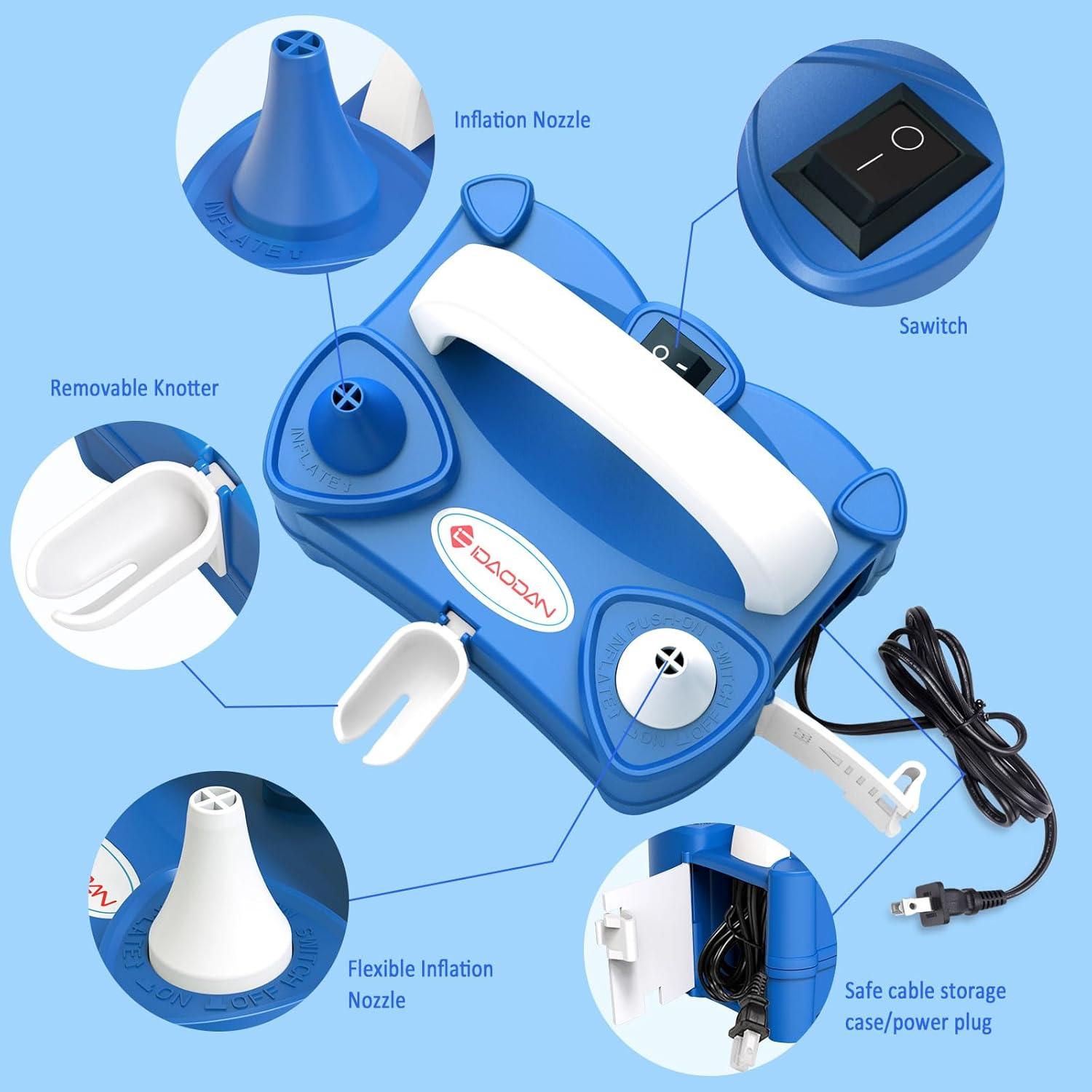 Bomba de Aire Eléctrica IDAODAN 600W Doble Boquilla Azul