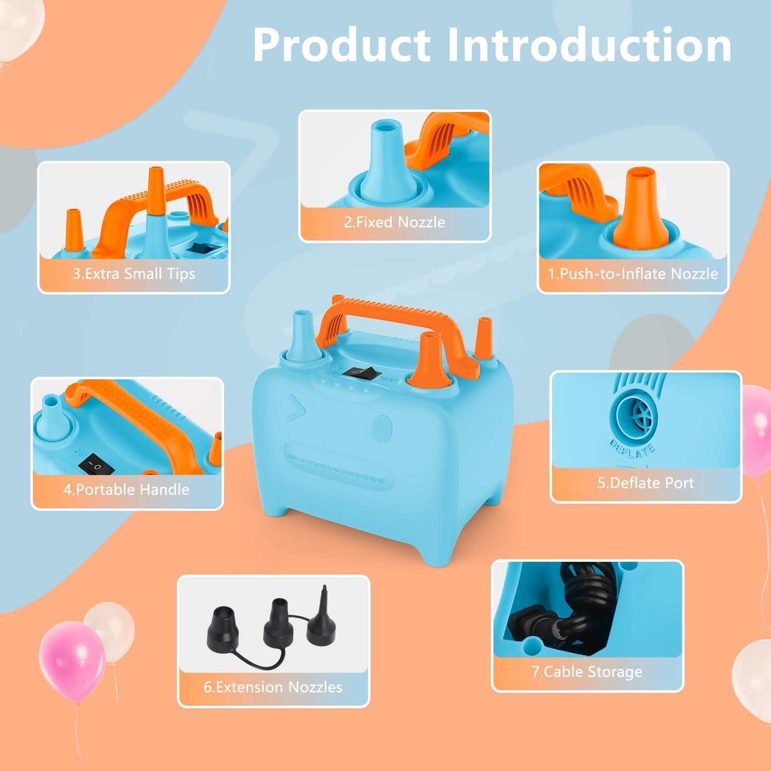 Bomba de globo eléctrica OWill CQB-B 600W portátil azul
