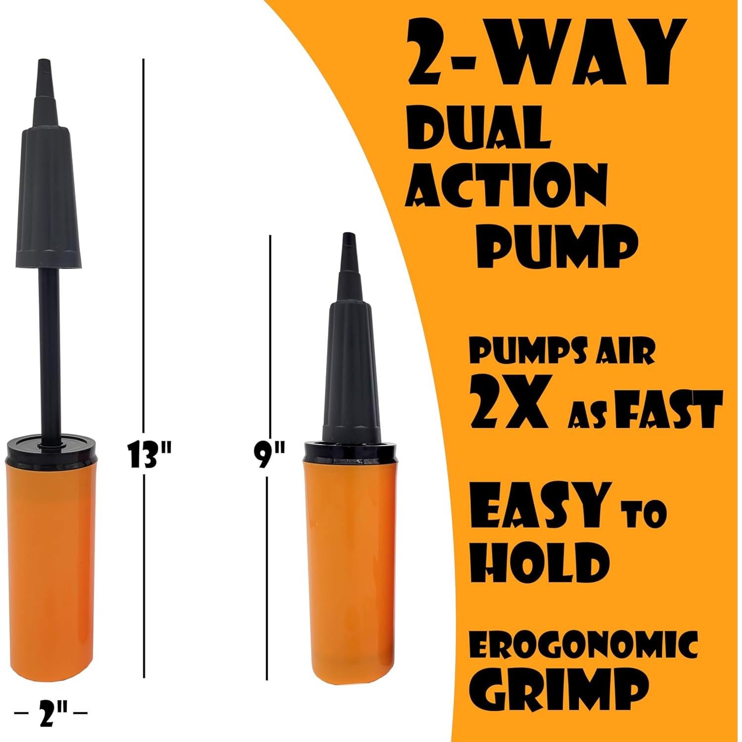 Bomba de Globos Manual OODELZ Naranja - Kit Completo para Fiestas