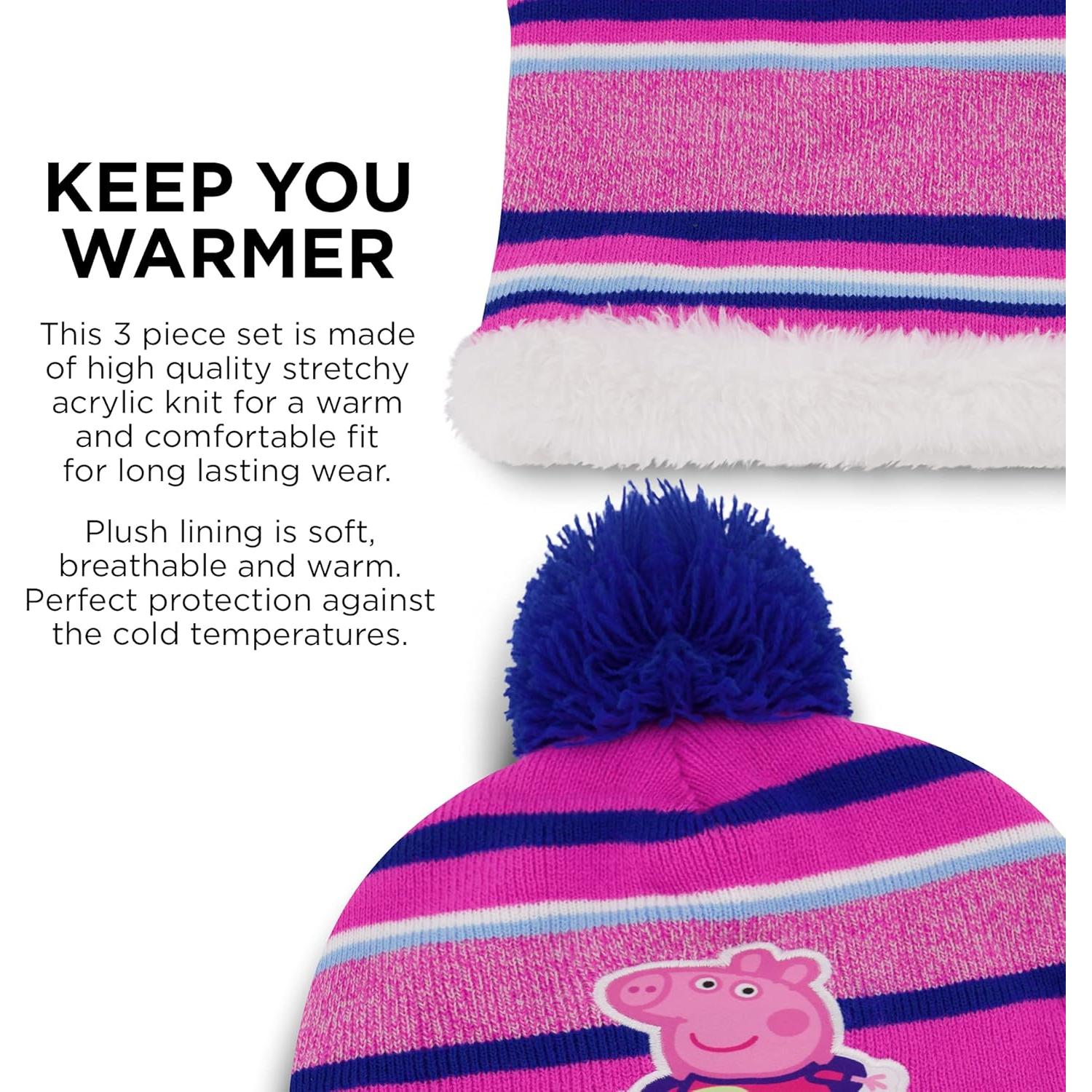 Gorro de invierno Hasbro Peppa Pig + guantes para bebés