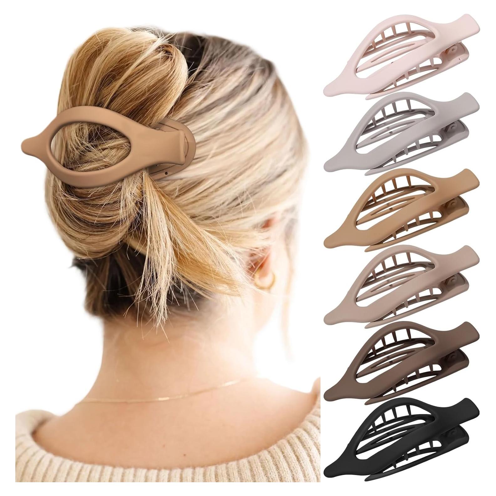 Pinzas para el cabello AWAYTR - 6 piezas mate planas 11.68 cm