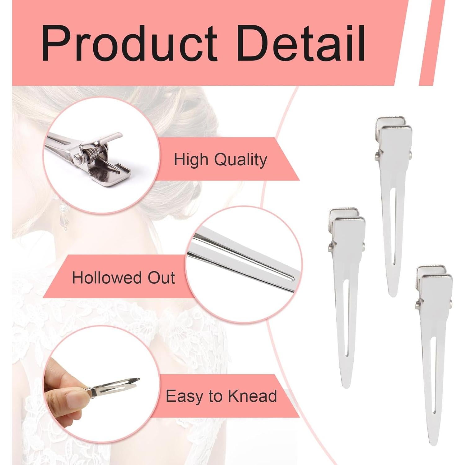 Paquete de 100 Clips de Pin Curl SBYURE 4.5 cm Metal Plateado