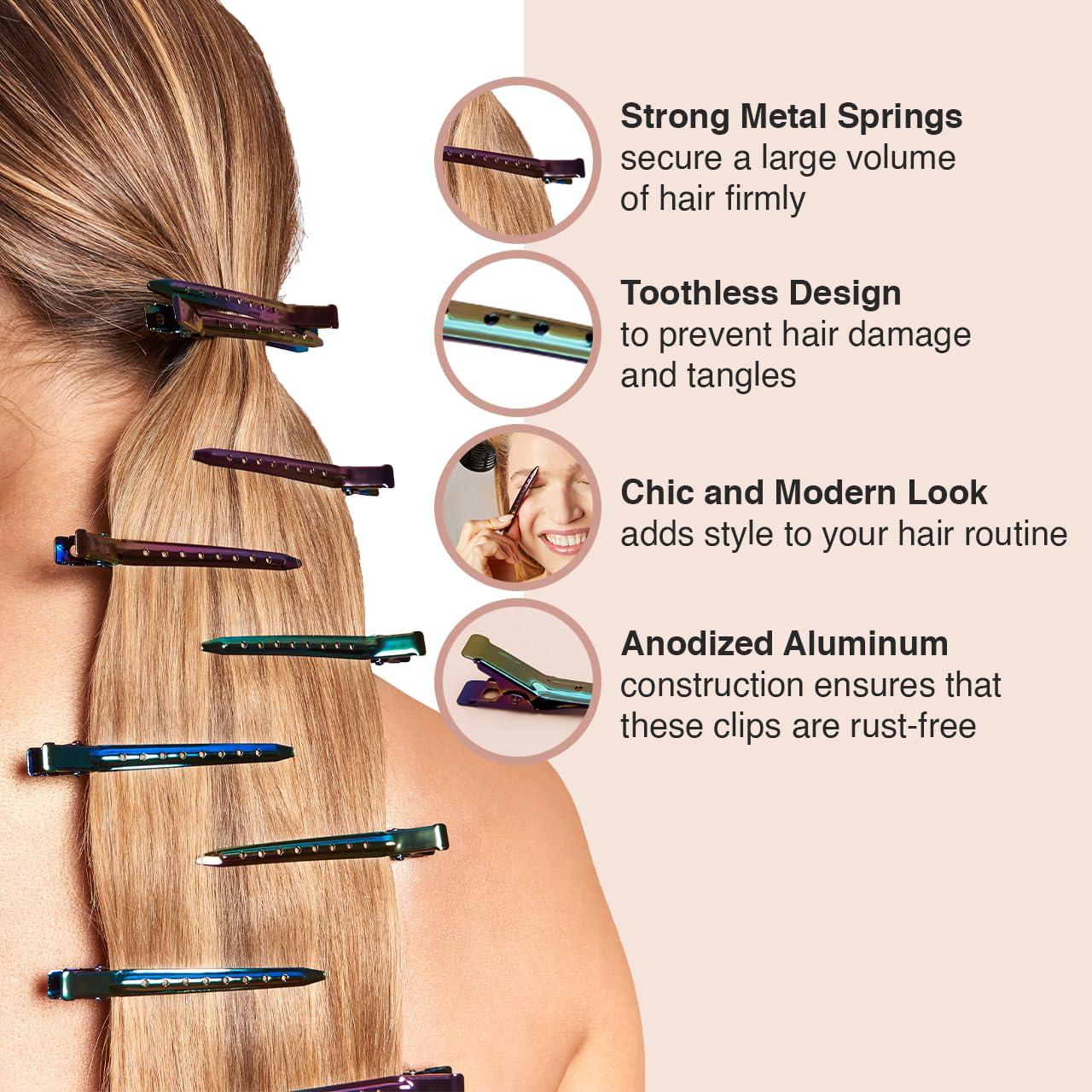 Pinzas para el cabello Kitsch Iridescentes - 6 piezas de metal