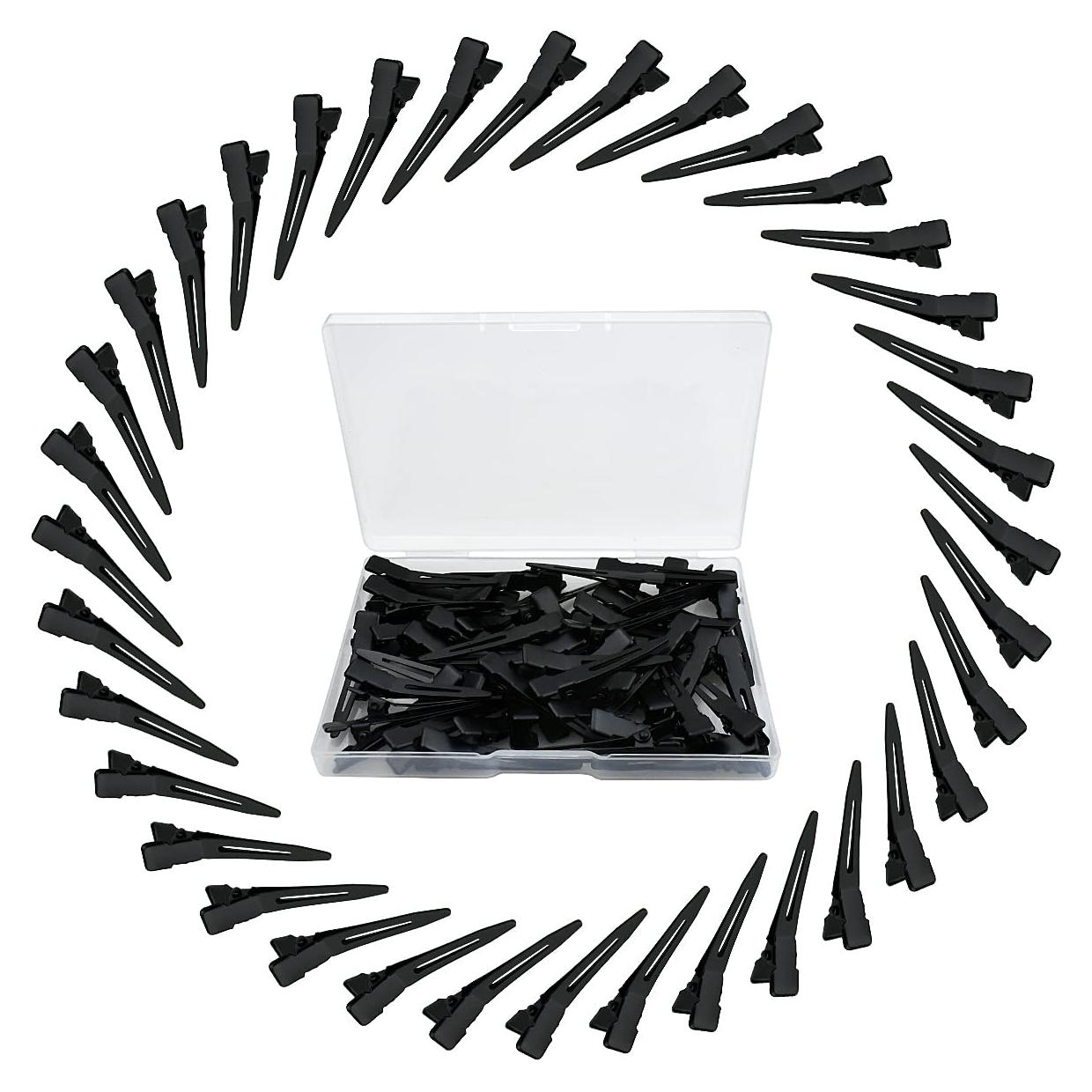 Clips de Pelo de Metal Negro Tenalleys 50 Pcs 4.5 cm