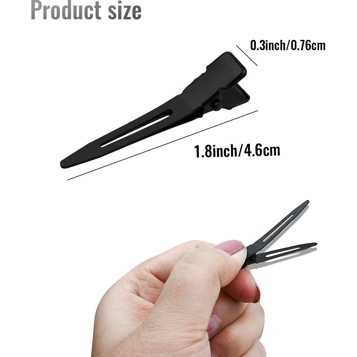 Clips de Pelo de Metal Negro Tenalleys 50 Pcs 4.5 cm