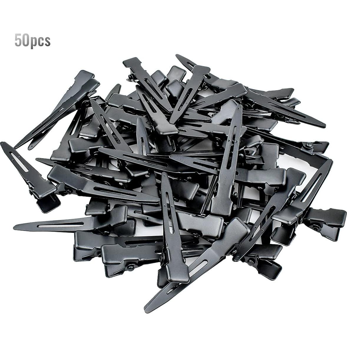 Clips de Pelo de Metal Negro Tenalleys 50 Pcs 4.5 cm