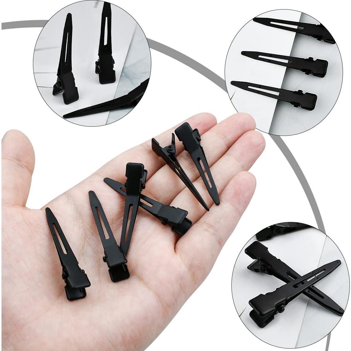 Clips de Pelo de Metal Negro Tenalleys 50 Pcs 4.5 cm